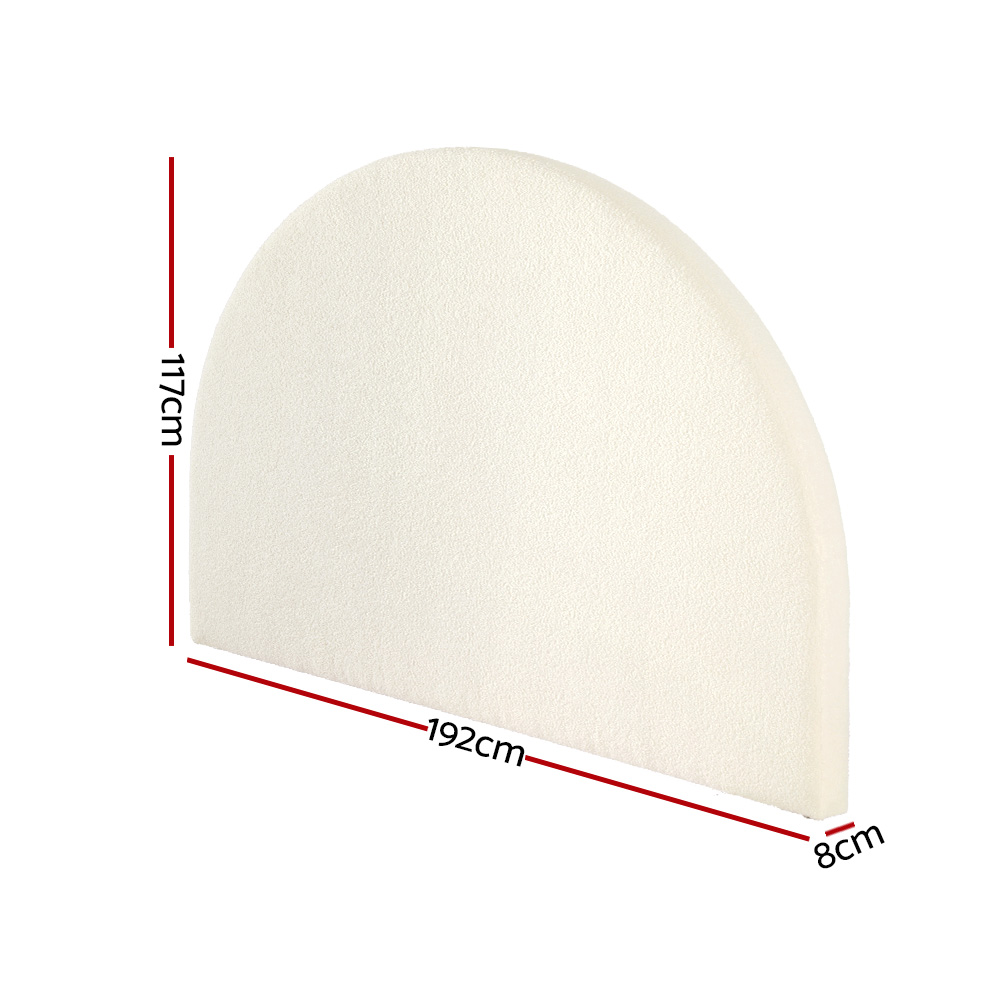 Artiss Bed Head Headboard Bed Frame King Boucle - GREI White - Image 2