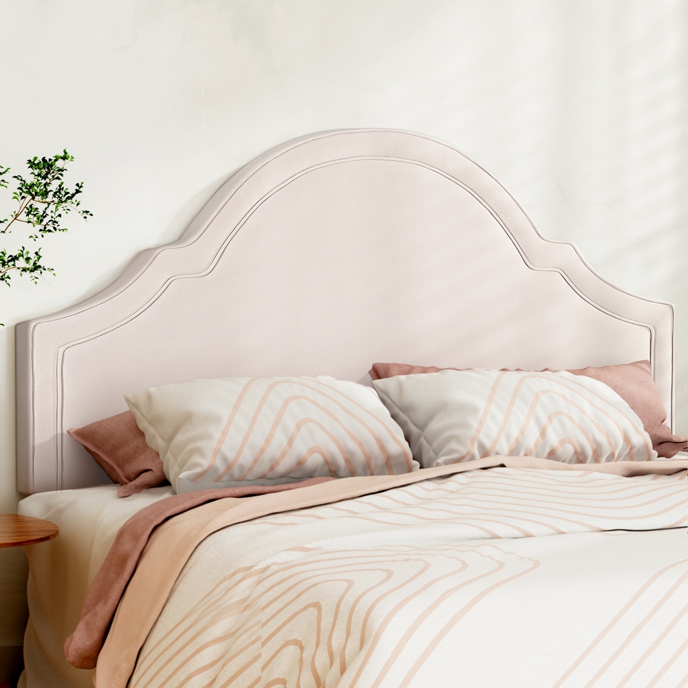 Artiss Bed Frame Bed Head Headboard King Velvet IRIS Beige - Image 1