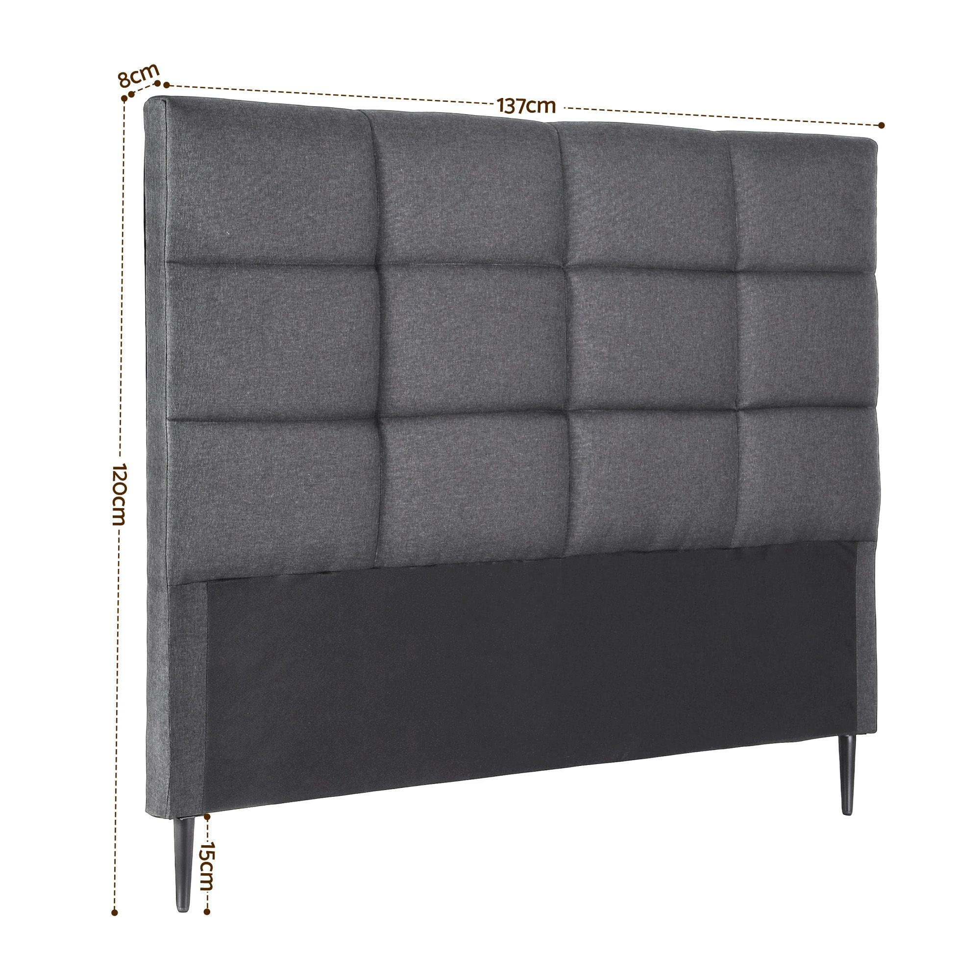Artiss Bed Headboard Double Bedhead Linen Fabric Charcoal - Image 2