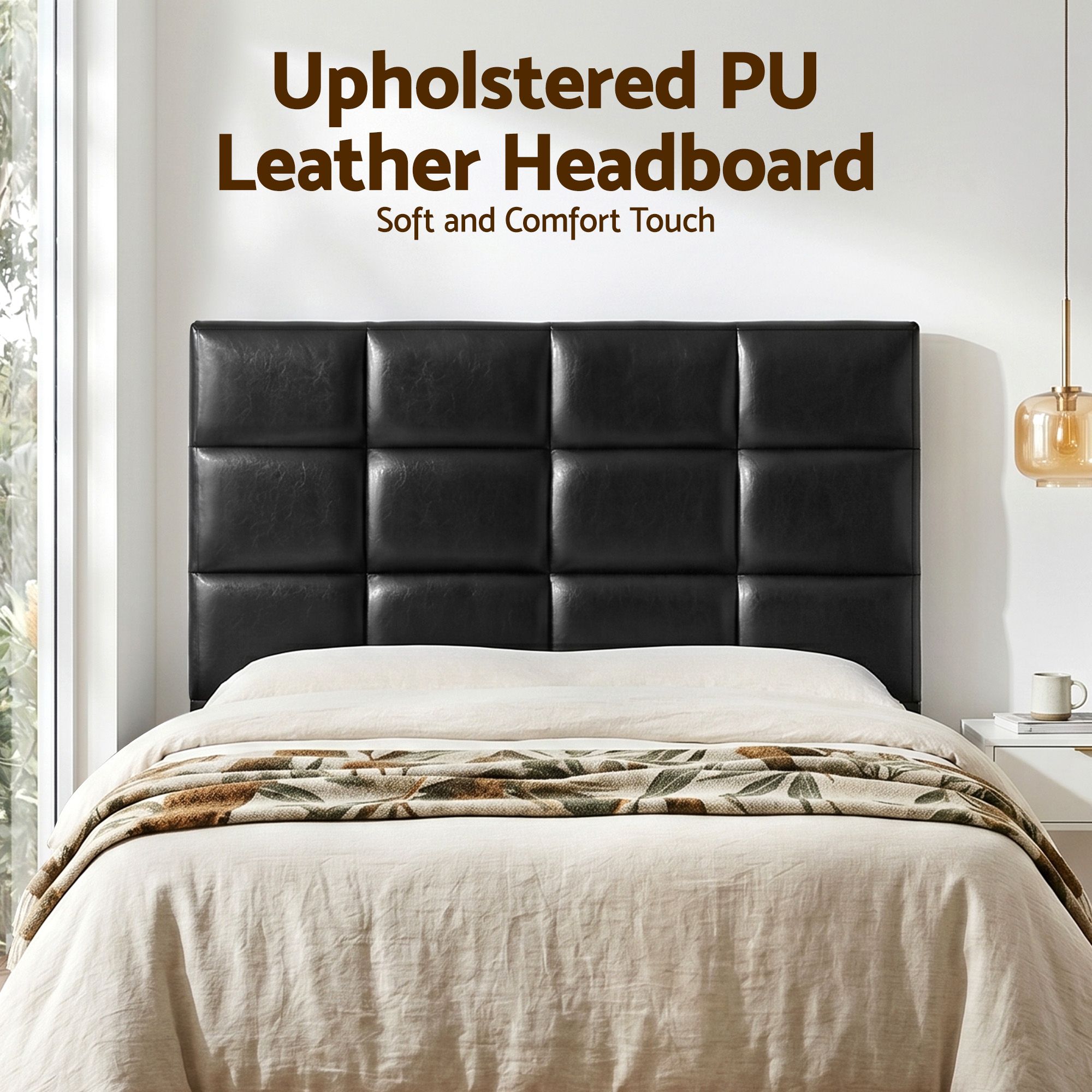 Artiss Bed Headboard Queen Bedhead PU Leather Black - Image 4