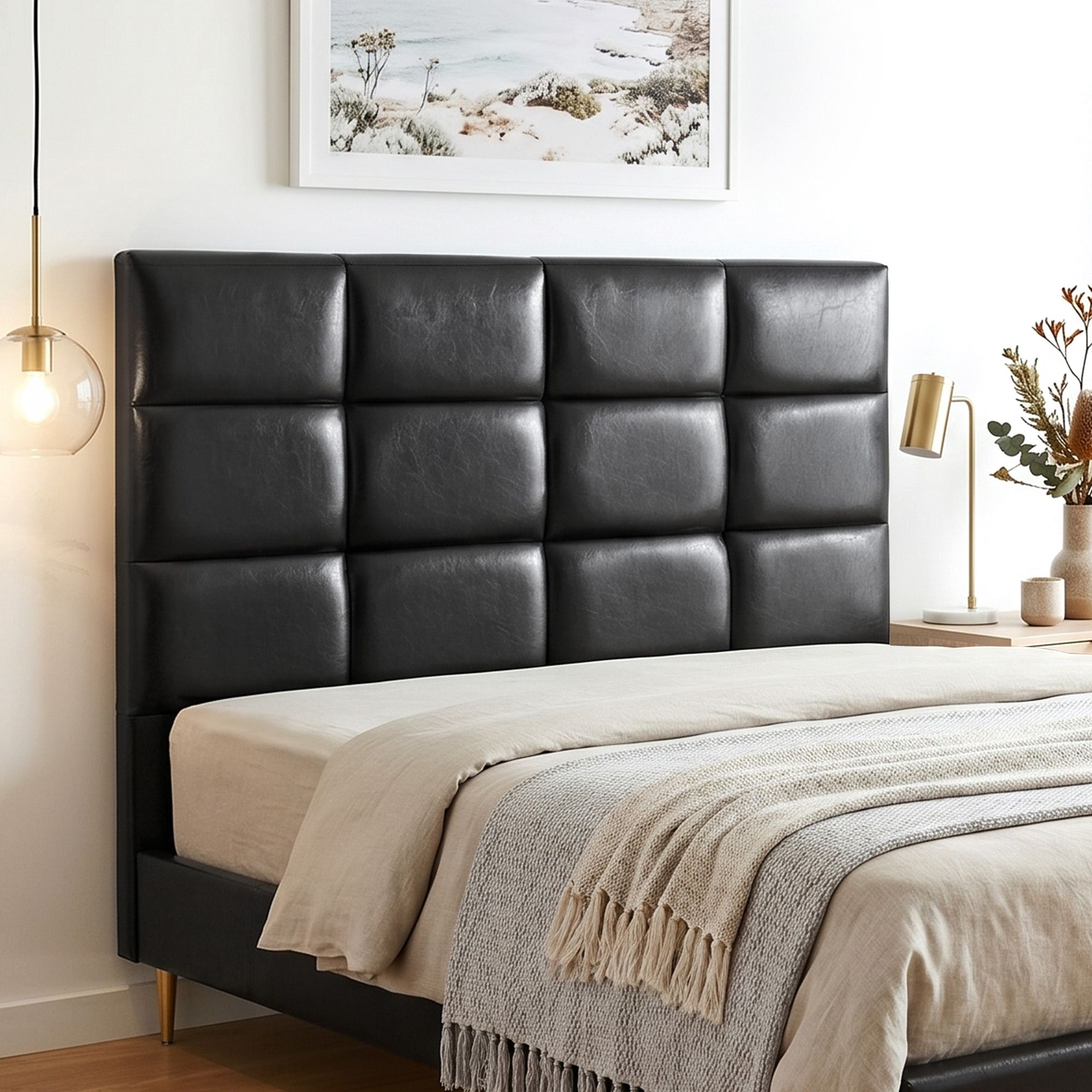 Artiss Bed Headboard Queen Bedhead PU Leather Black - Image 8