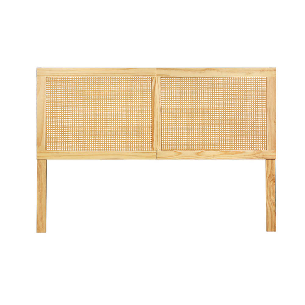 Artiss Bed Head Headboard Double Rattan - RIBO Pine - Image 3