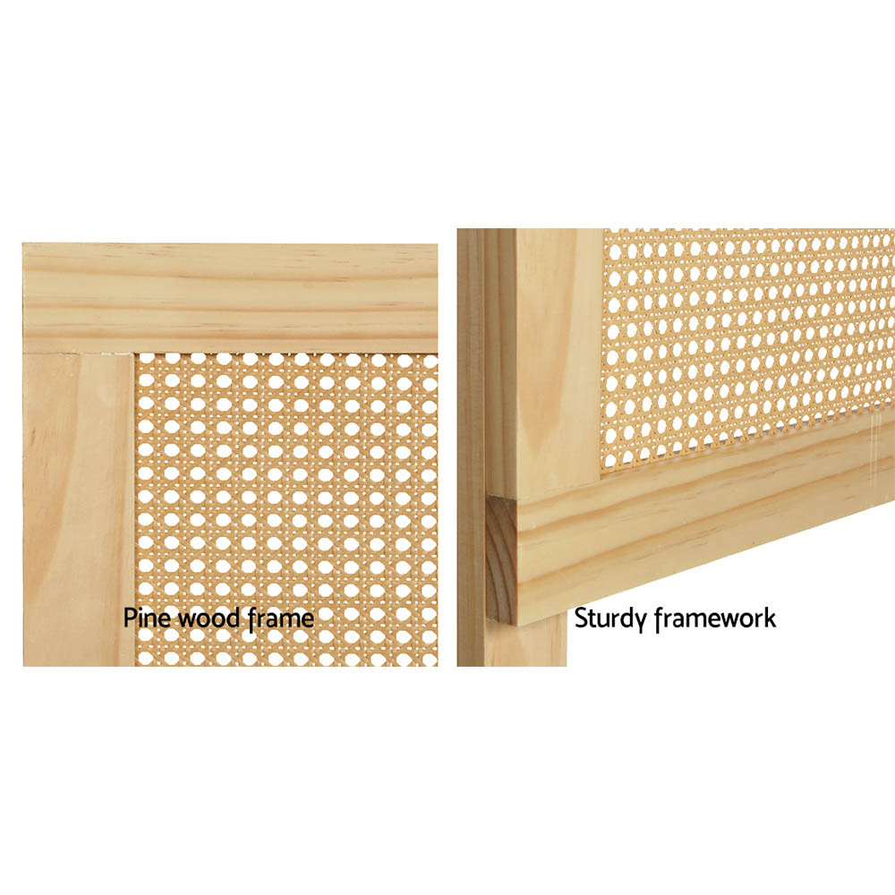 Artiss Bed Head Headboard Double Rattan - RIBO Pine - Image 5