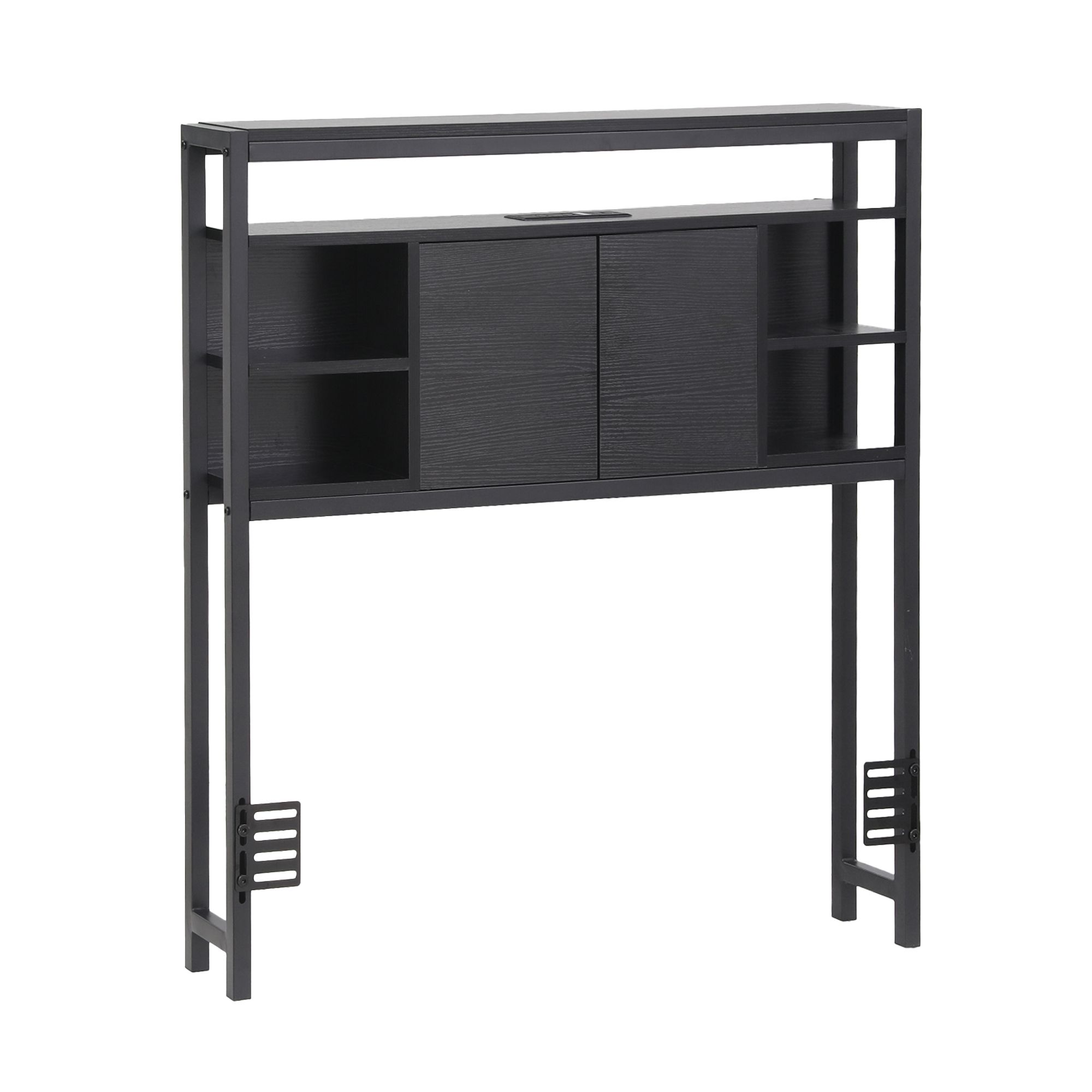 Artiss Bed Headboard King Single Storage Bedhead Charging Station Black - Image 1