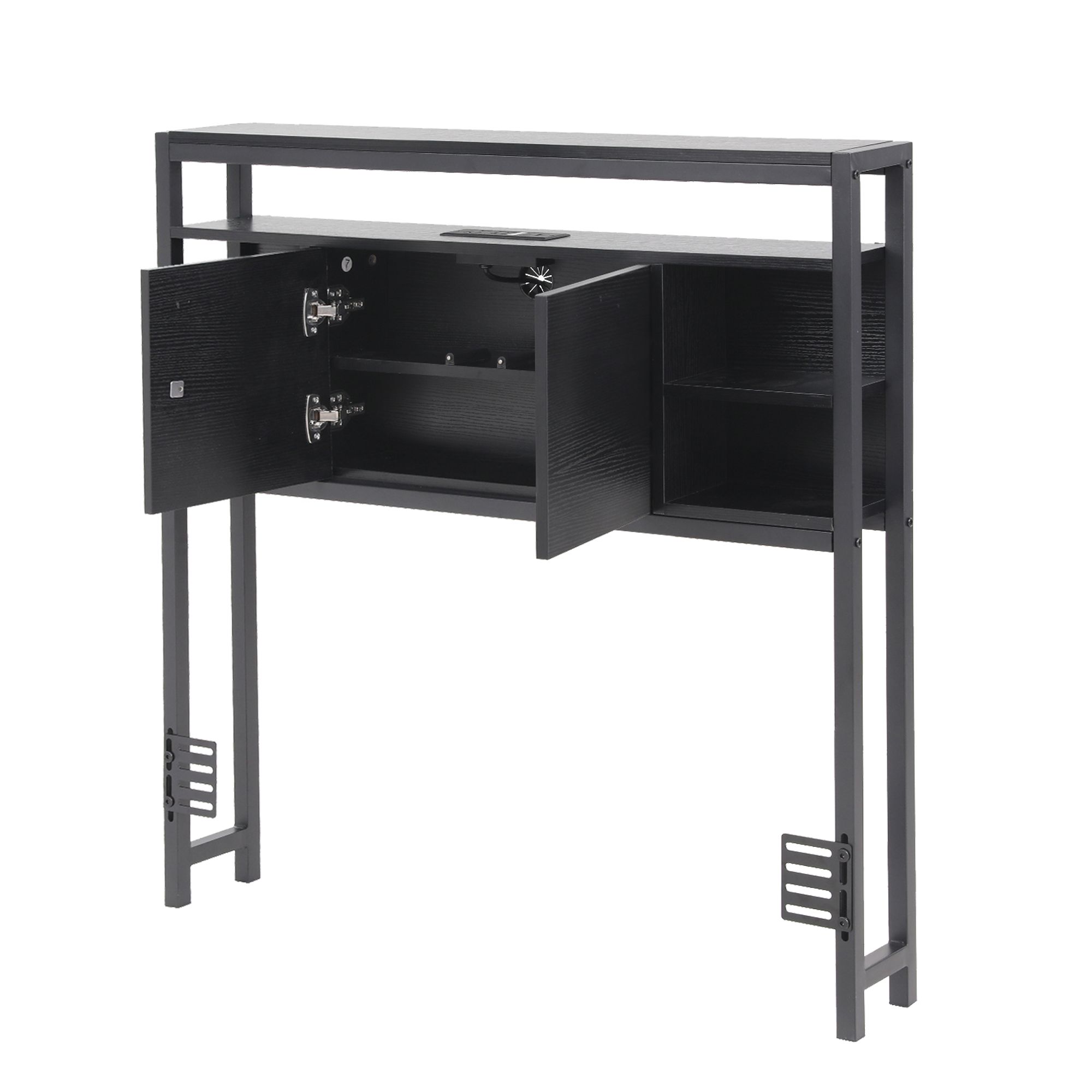 Artiss Bed Headboard King Single Storage Bedhead Charging Station Black - Image 3