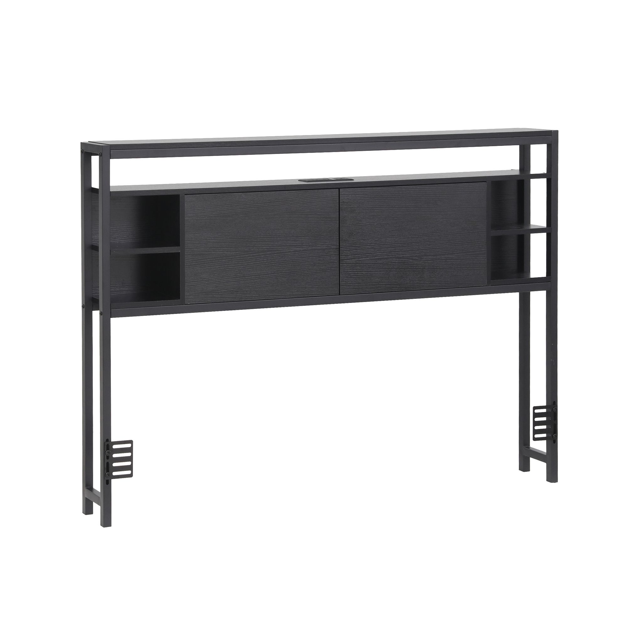 Artiss Bed Headboard Queen Storage Bedhead Charging Station Black - Image 1