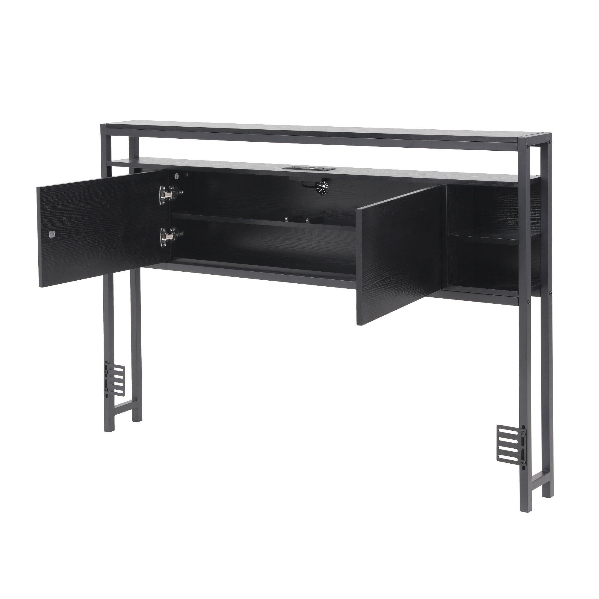 Artiss Bed Headboard Queen Storage Bedhead Charging Station Black - Image 3