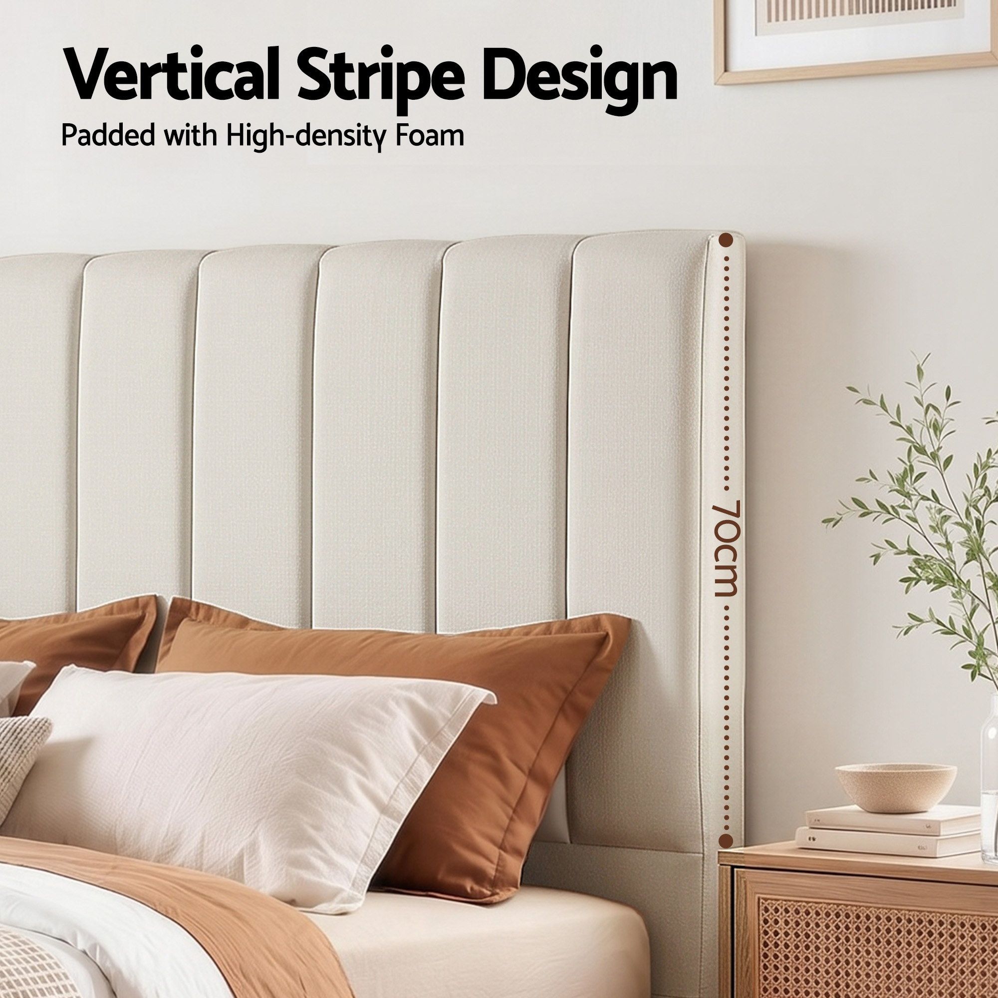 Artiss Bed Head Headboard King Linen 183CM - Beige - Image 5