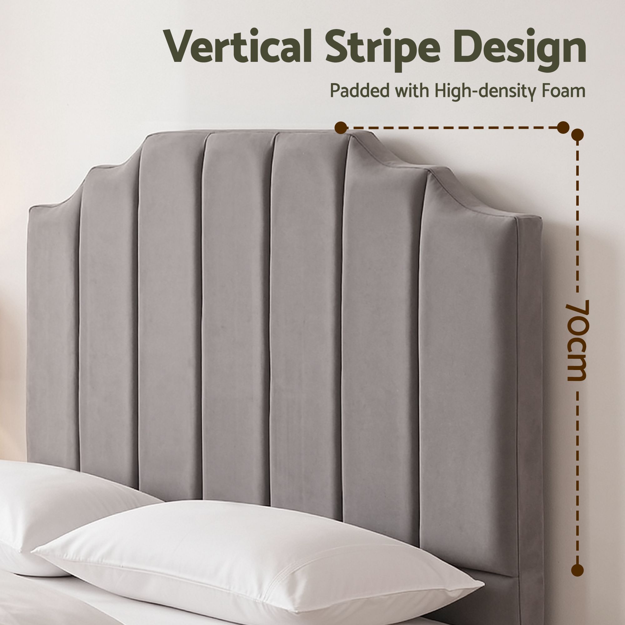 Artiss Bed Head Headboard Double Velvet 138CM - Grey - Image 5