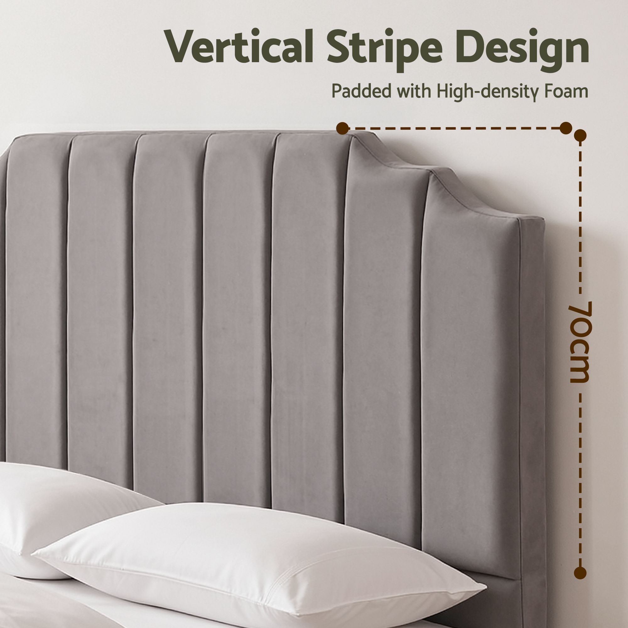 Artiss Bed Head Headboard King Velvet 183CM - Grey - Image 5