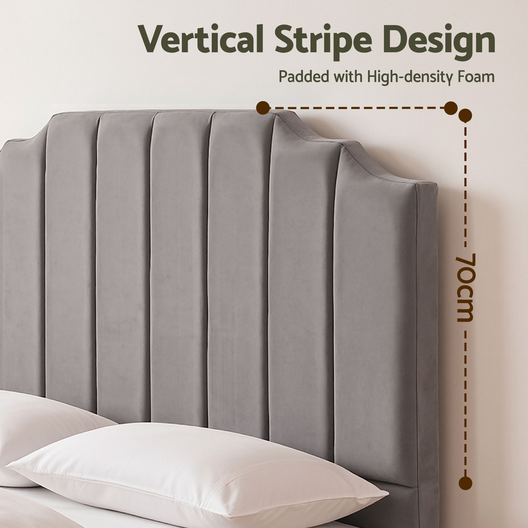 Artiss Bed Head Headboard Queen Velvet 153CM - Grey - Image 5
