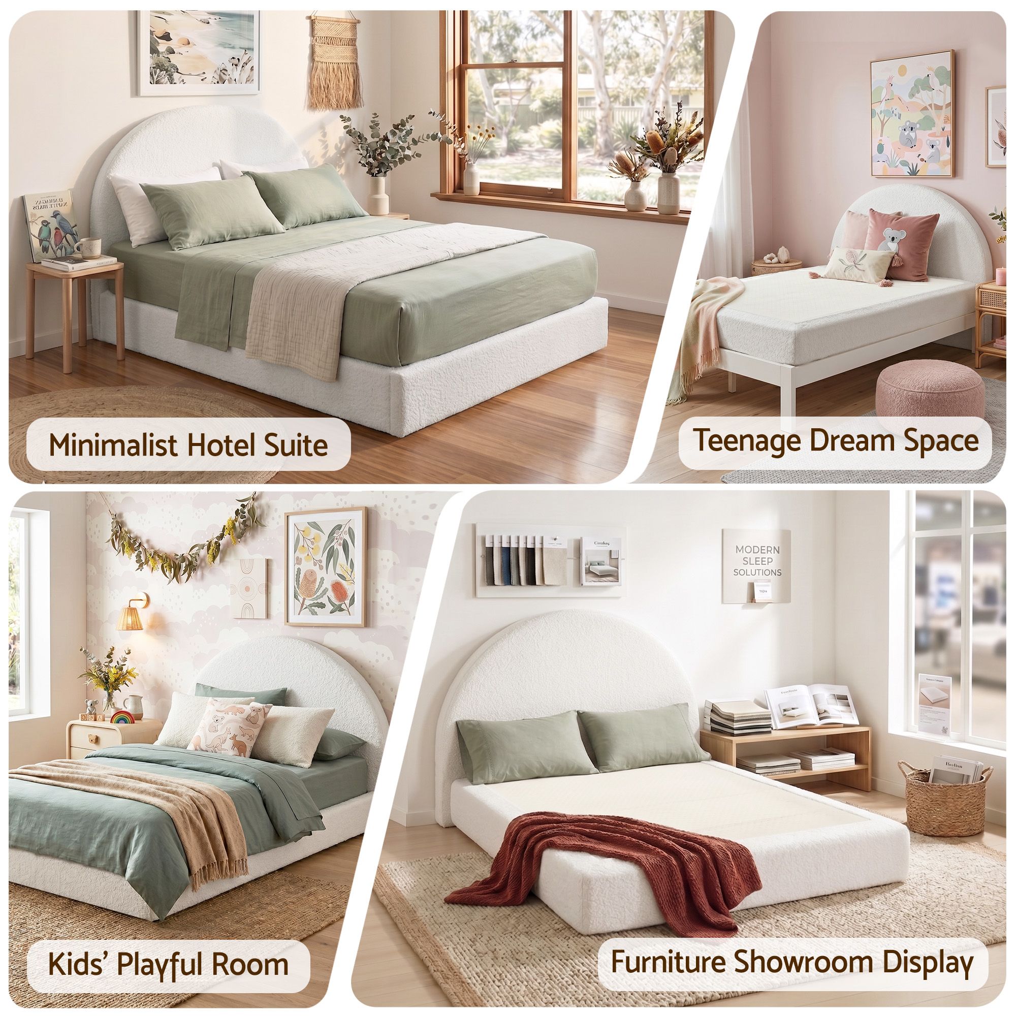 Artiss Double Bed Frame Boucle Fabric Vacuum Compressed Beds Removable Washable Cover No-Assembly - Image 6