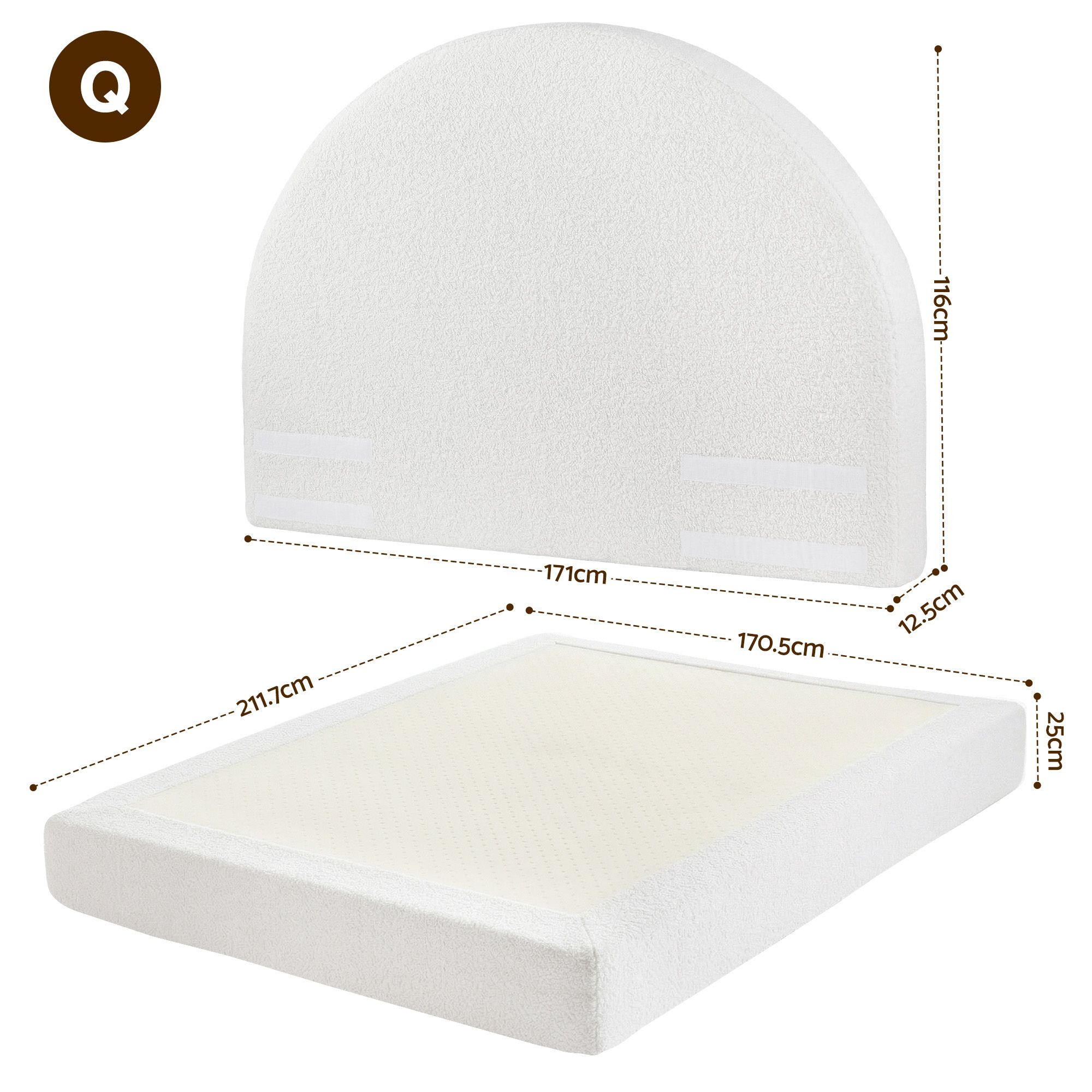 Artiss Queen Bed Frame Boucle Fabric Vacuum Compressed Beds Removable Washable Cover No-Assembly - Image 2