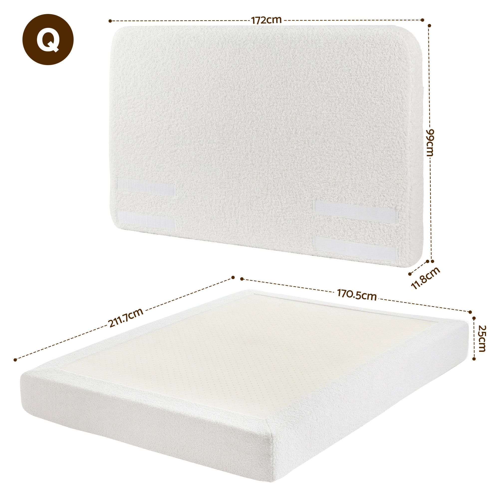 Artiss Queen Bed Frame Boucle Fabric Vacuum Compressed Beds Washable Cover No-Assembly - Image 2