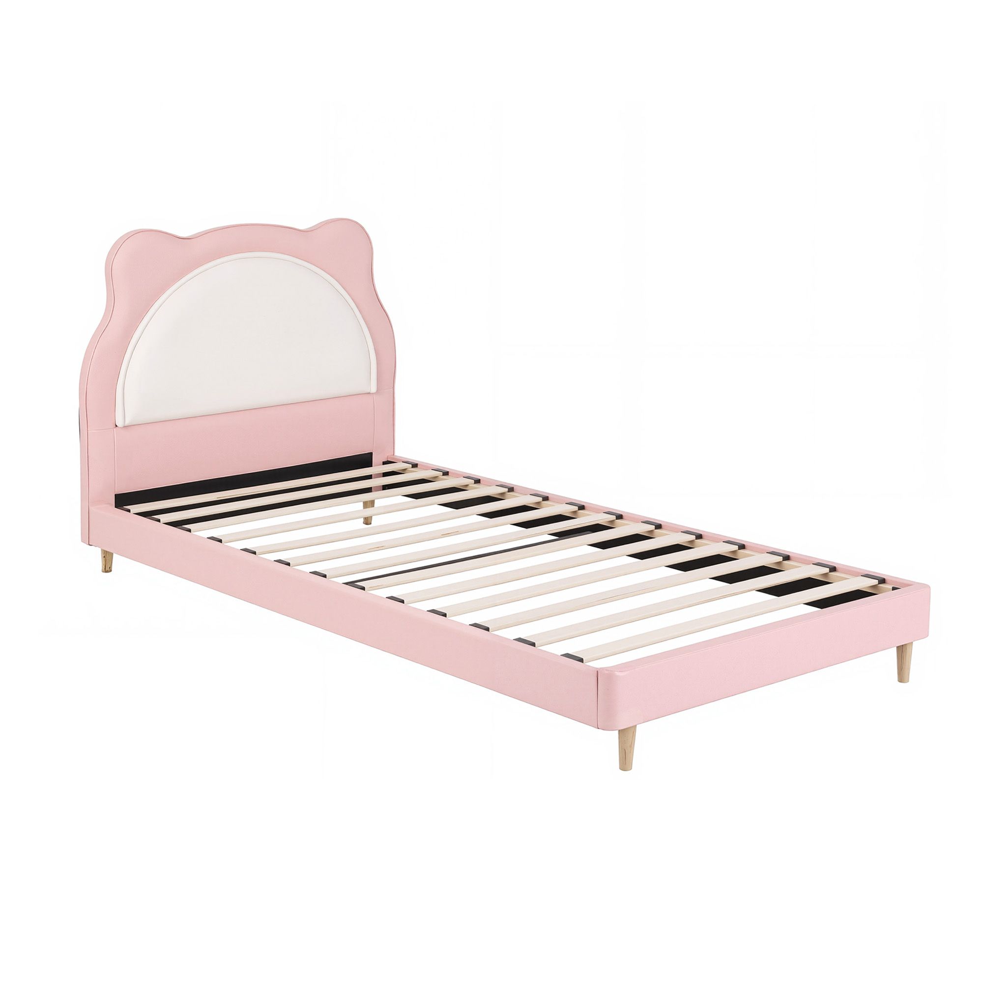 Artiss King Single Pink Kids Bed Frame for Girls Bedroom Cute Animal Upholstered - Image 1