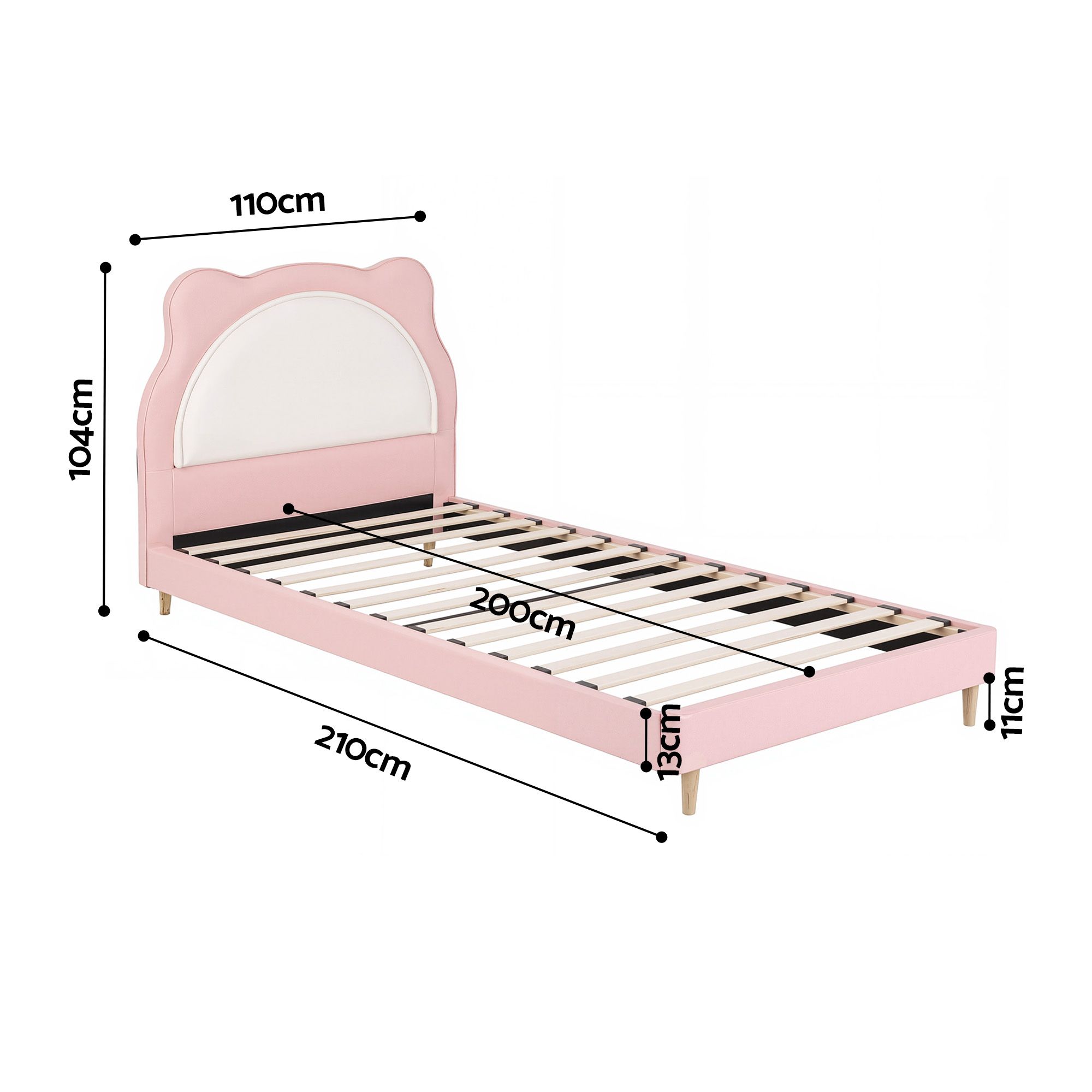 Artiss King Single Pink Kids Bed Frame for Girls Bedroom Cute Animal Upholstered - Image 2