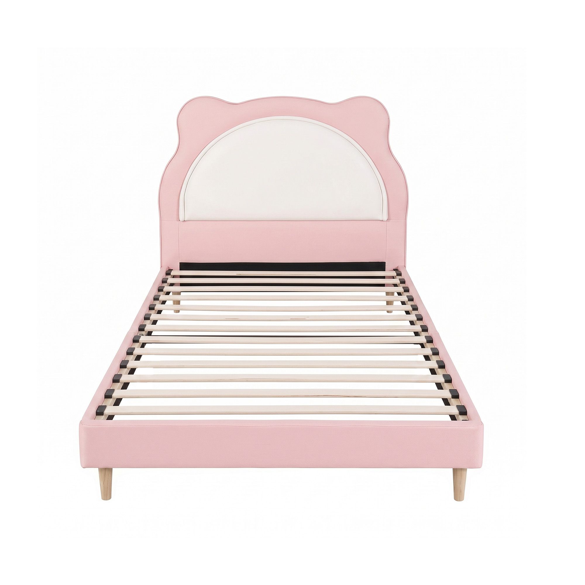 Artiss King Single Pink Kids Bed Frame for Girls Bedroom Cute Animal Upholstered - Image 3