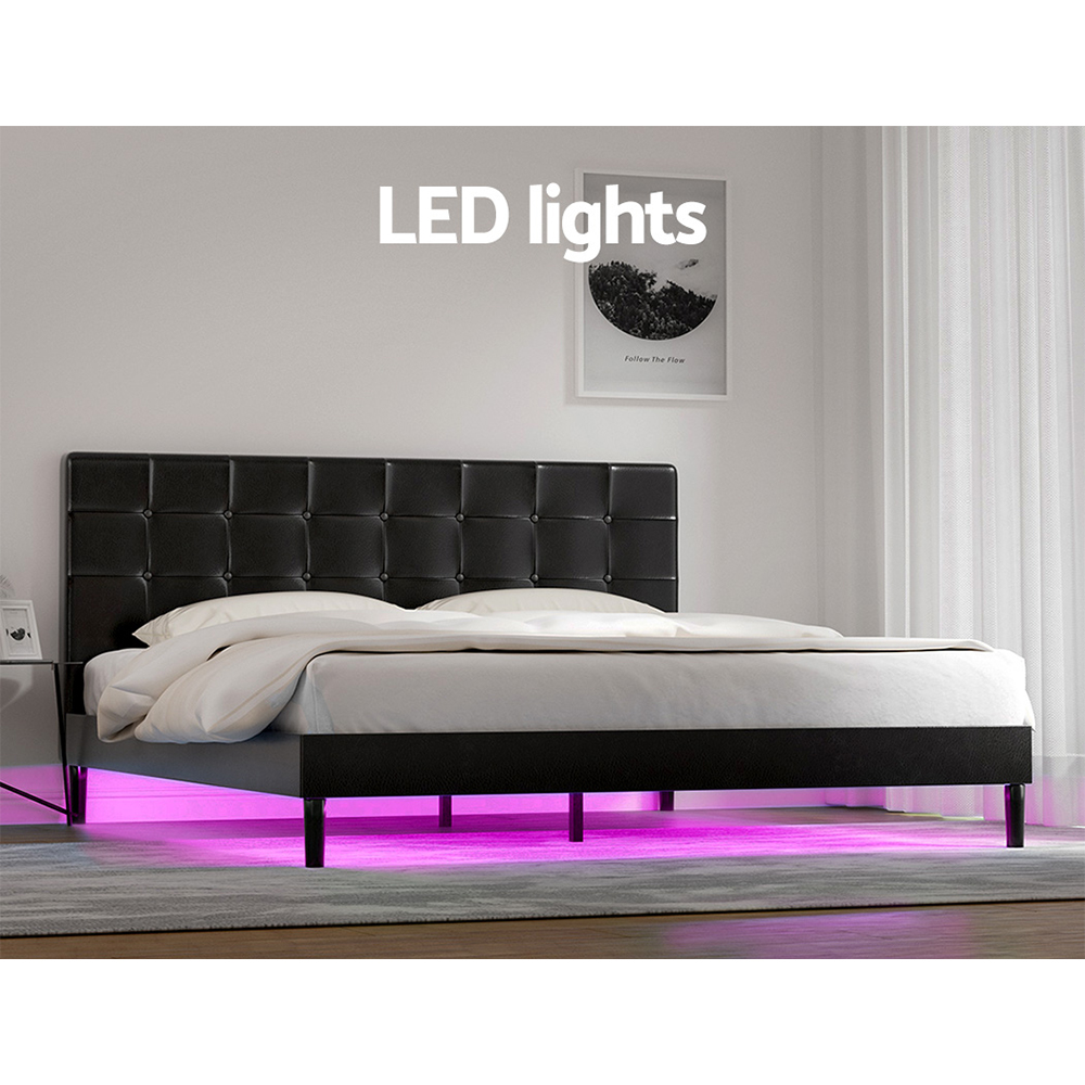 Artiss Bed Frame King Size LED Black RAVI - Image 5
