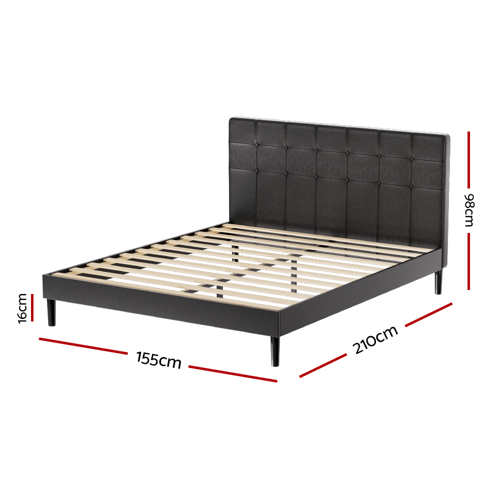 Artiss Bed Frame Queen Size LED Black RAVI - Image 2
