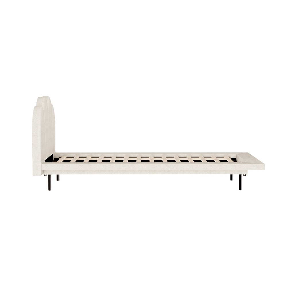 Artiss Bed Frame Single Size Boucle Beige SASA - Image 3