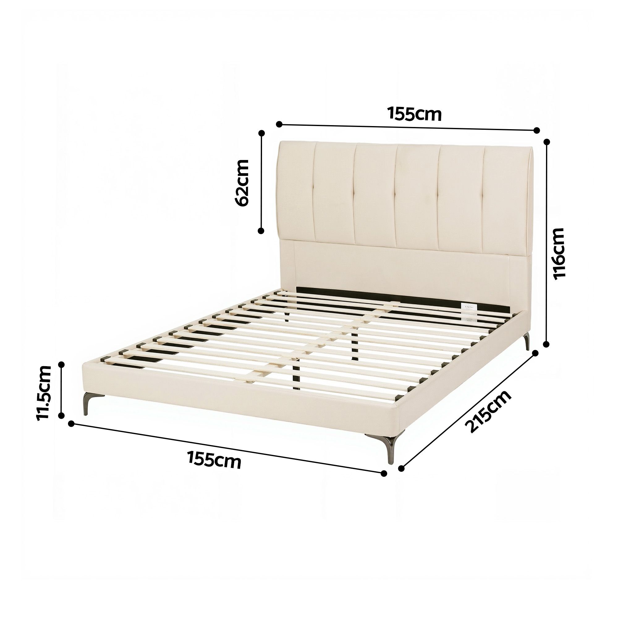Artiss Queen Bed Frame Upholstered Platform Bed with Tufted Headboard 300kg Support - Image 2