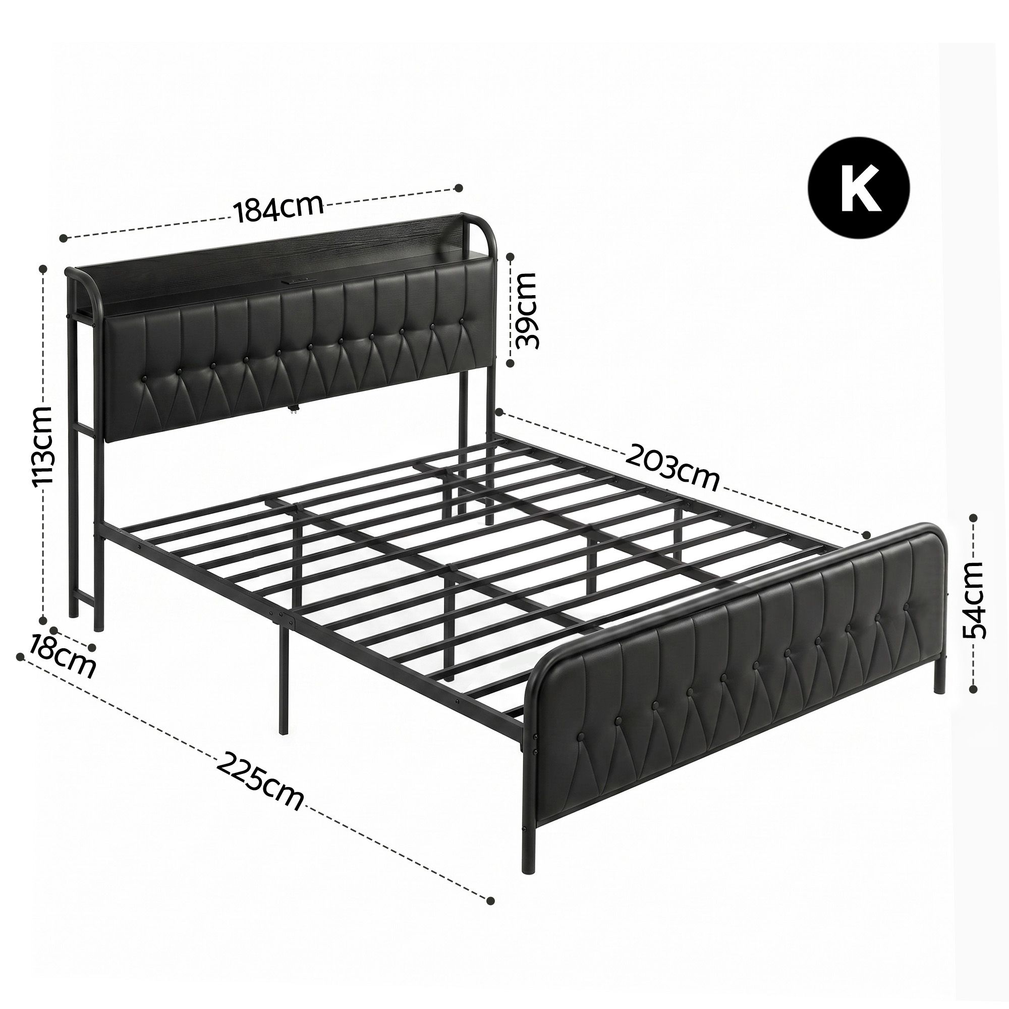 Artiss King Bed Frame with Storage Headboard SAA Certified Charging Station - Image 2