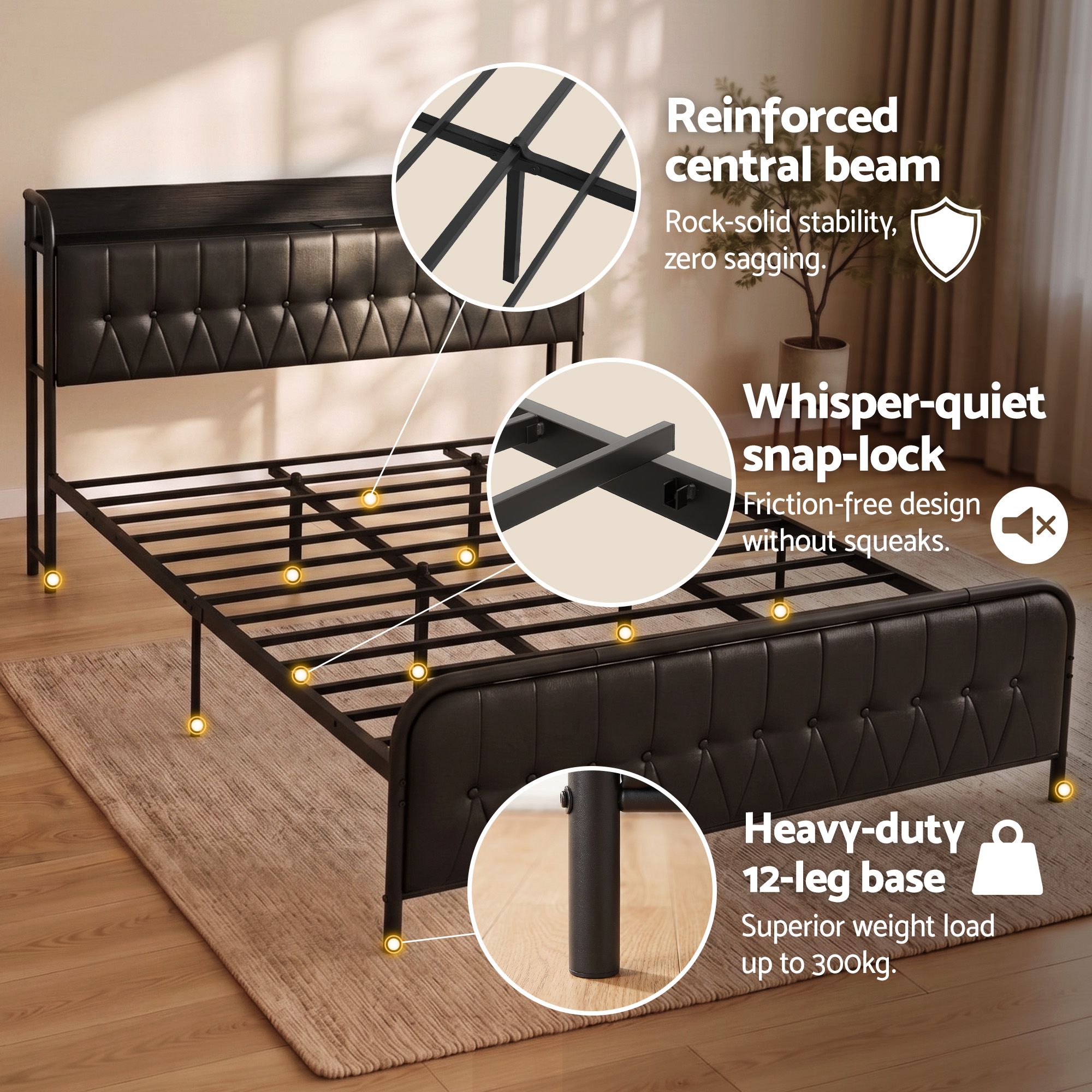 Artiss King Bed Frame with Storage Headboard SAA Certified Charging Station - Image 8