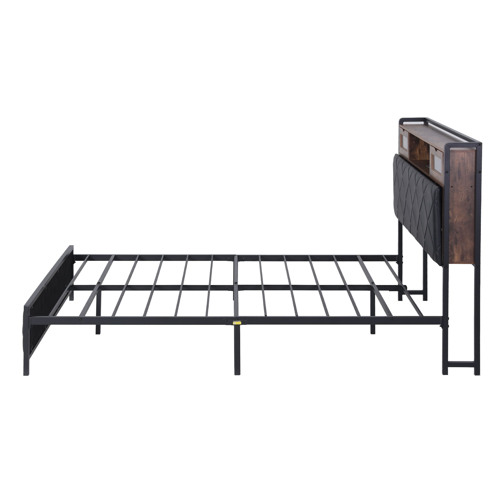 Artiss Queen Bed Frame with LED Lights and Storage Headboard Charging Station - Image 3
