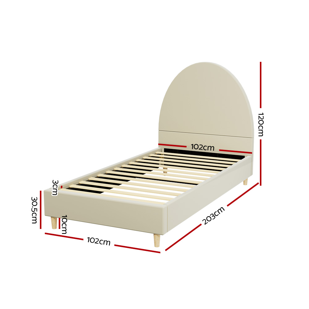 Artiss Bed Frame Single Size Velvet Cream ELLA - Image 2