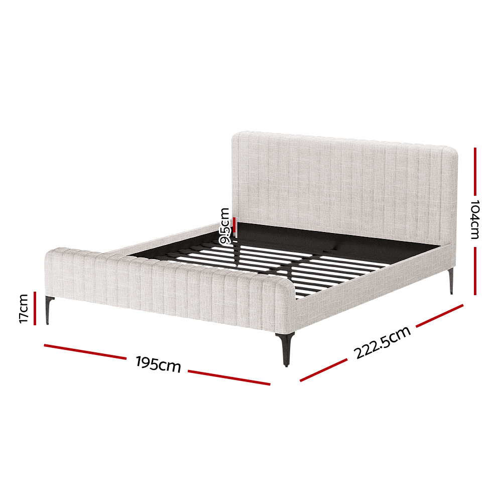 Artiss BedStory King Bed Frame with Mattress Set Platform Base Pocket Coil Linen Upholstered - Image 2
