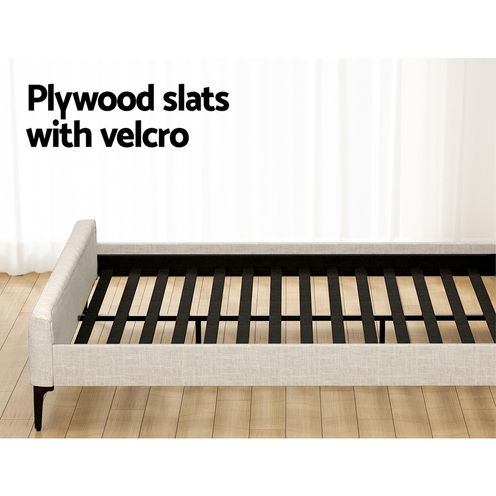 Artiss BedStory King Bed Frame with Mattress Set Platform Base Pocket Coil Linen Upholstered - Image 5
