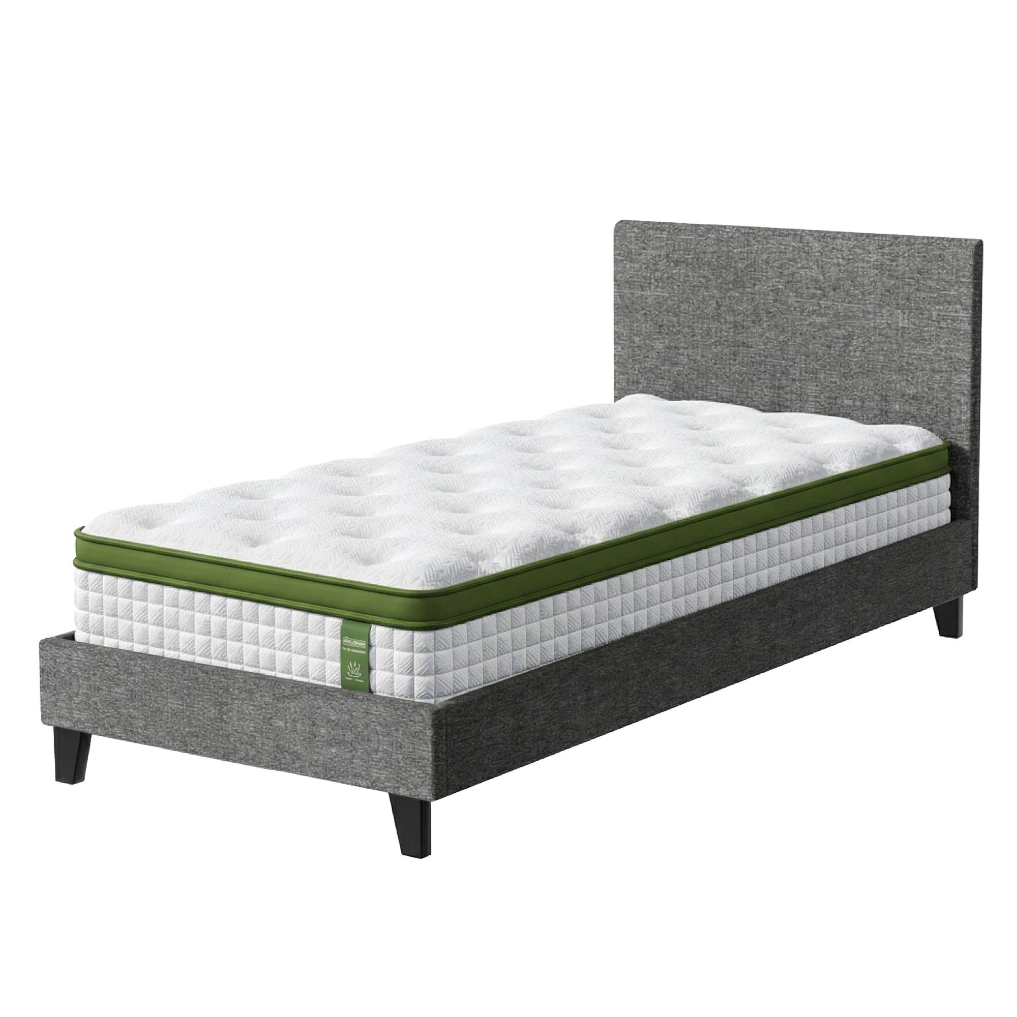 Artiss BedStory Single Bed Frame and Mattress Set, 30cm Hybrid Cooling Gel Mattress with Grey Upholstered Wooden Platform Base, Modern Bedroom Furniture Bundle - Image 4