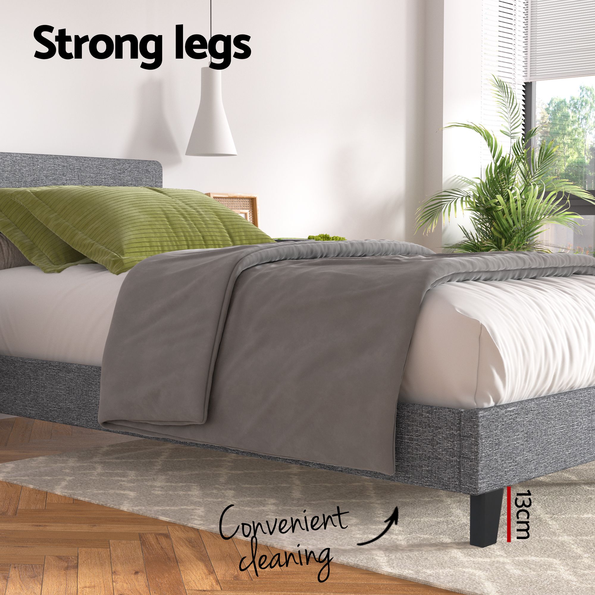 Artiss BedStory Single Bed Frame and Mattress Set, 30cm Hybrid Cooling Gel Mattress with Grey Upholstered Wooden Platform Base, Modern Bedroom Furniture Bundle - Image 6