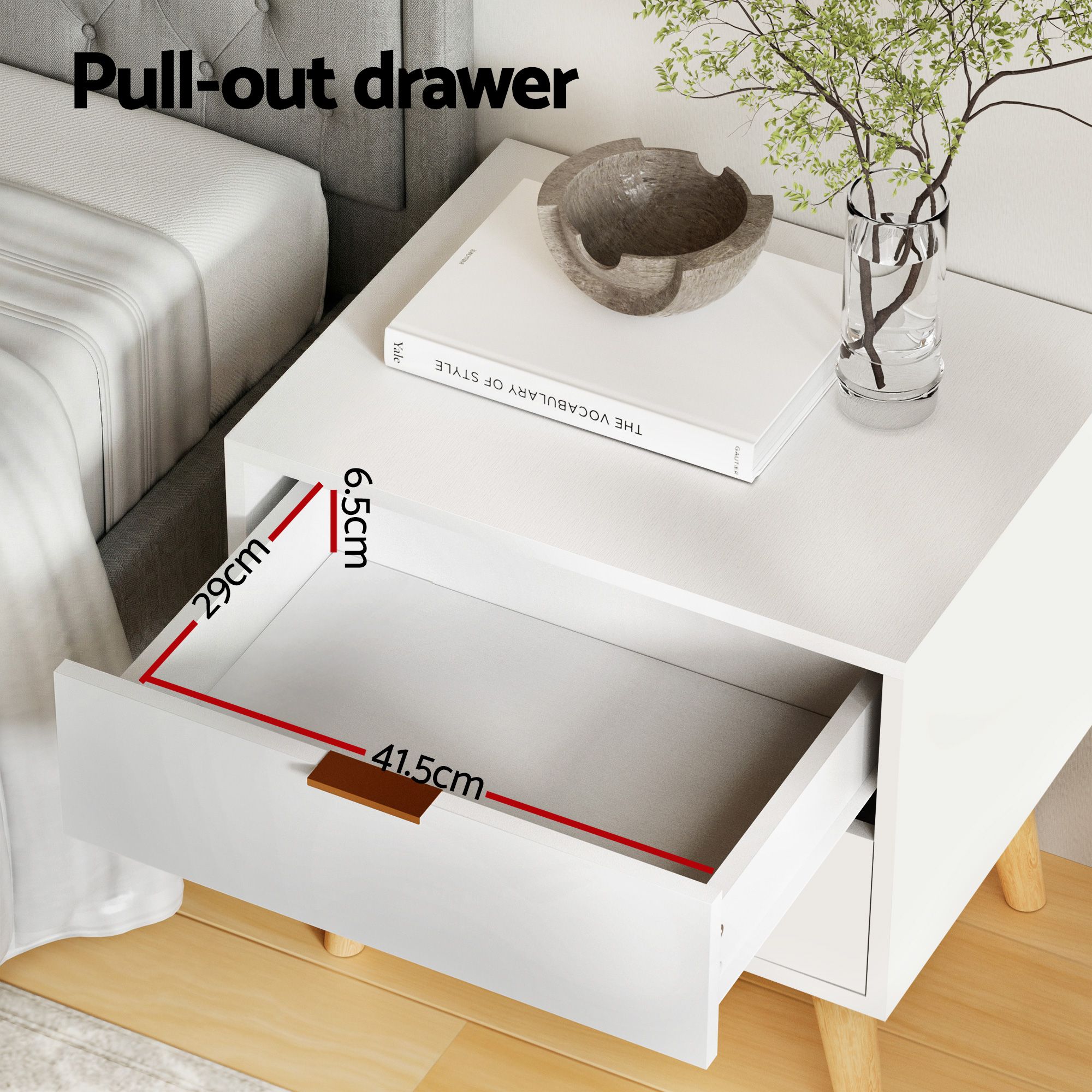 Artiss Upholstered Queen Gas Lift Storage Bed Frame with 2-Drawer Bedside Table Set - Image 8