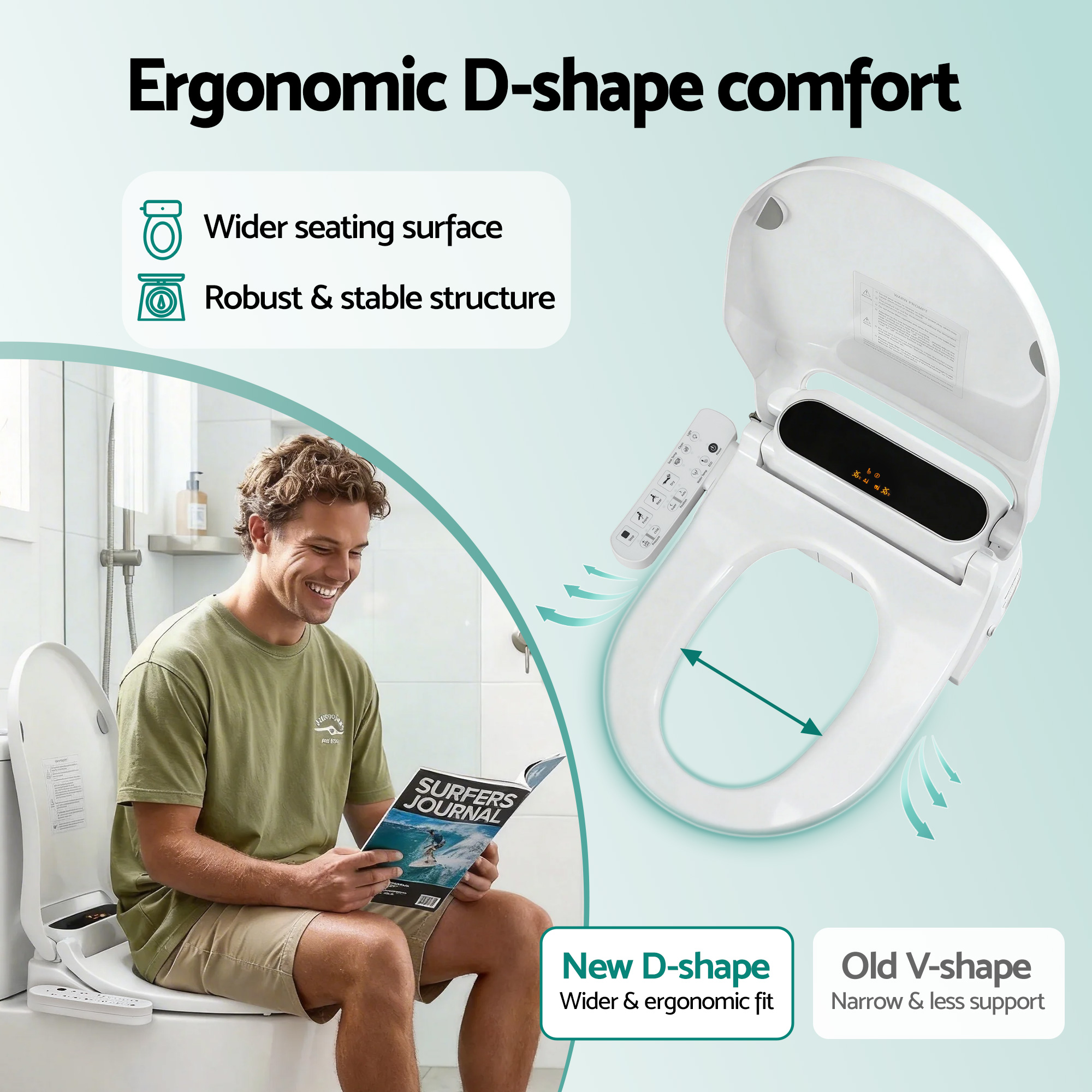Cefito Smart Electric Bidet Toilet Seat LED Display Heated Dryer WaterMark - Image 6