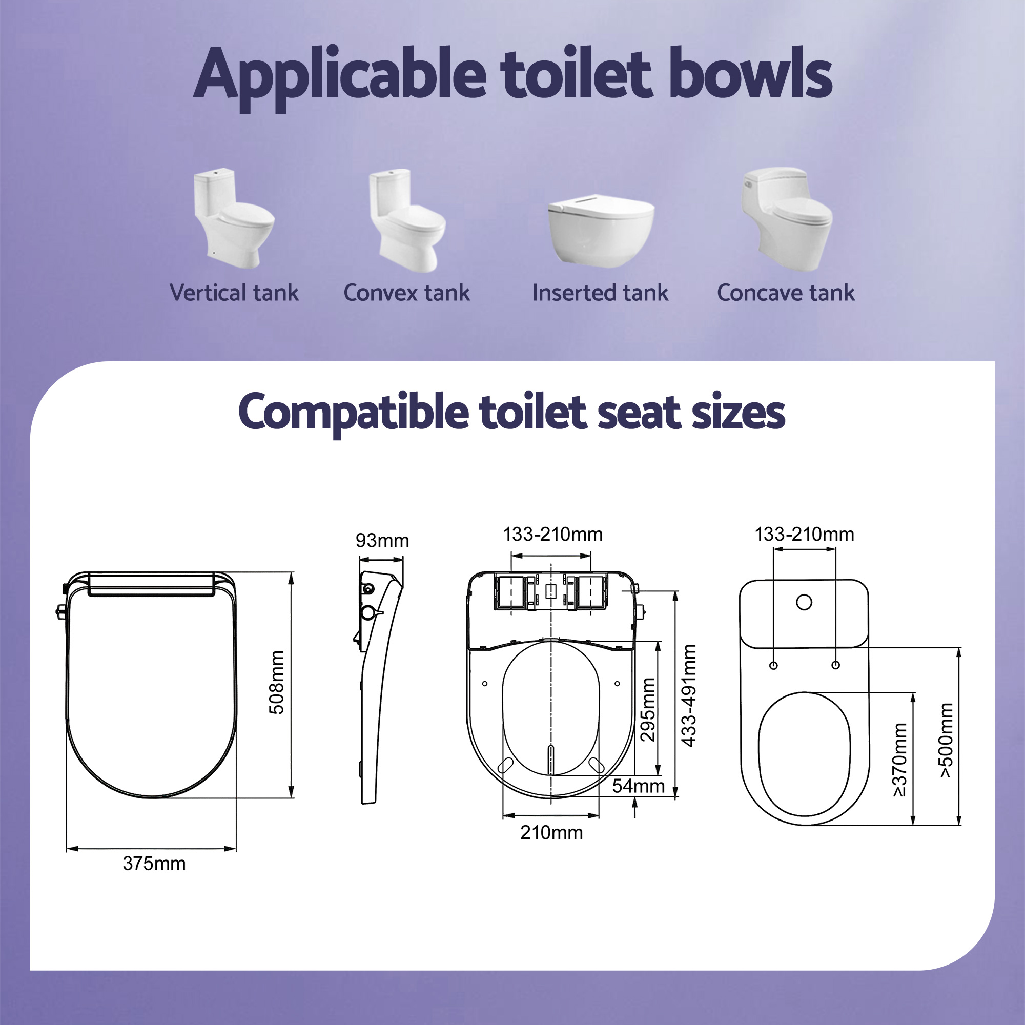 Cefito Electric Bidet Toilet Seat Washing Without Power Heated D-Shape Air Dryer - Image 3