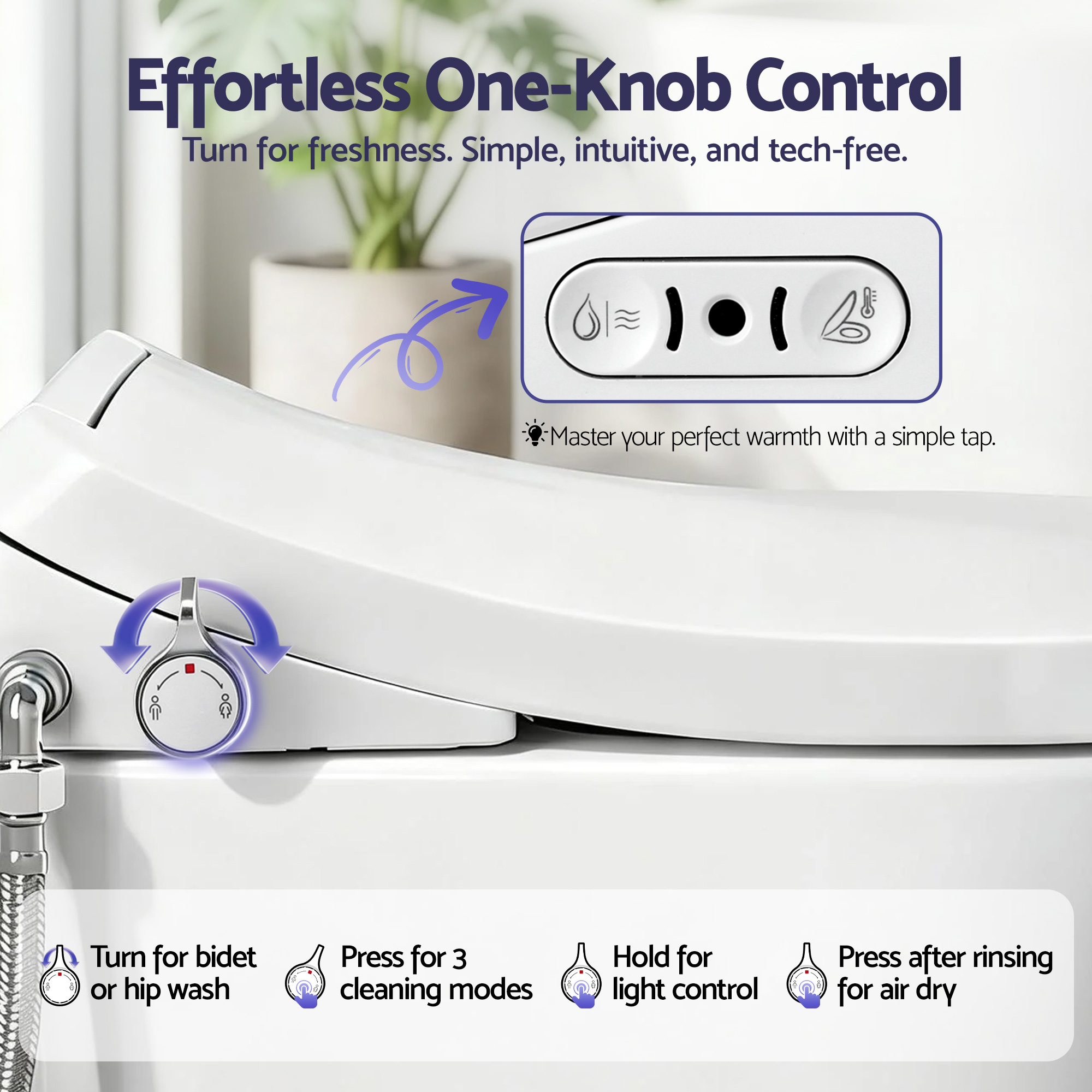 Cefito Electric Bidet Toilet Seat Washing Without Power Heated D-Shape Air Dryer - Image 5