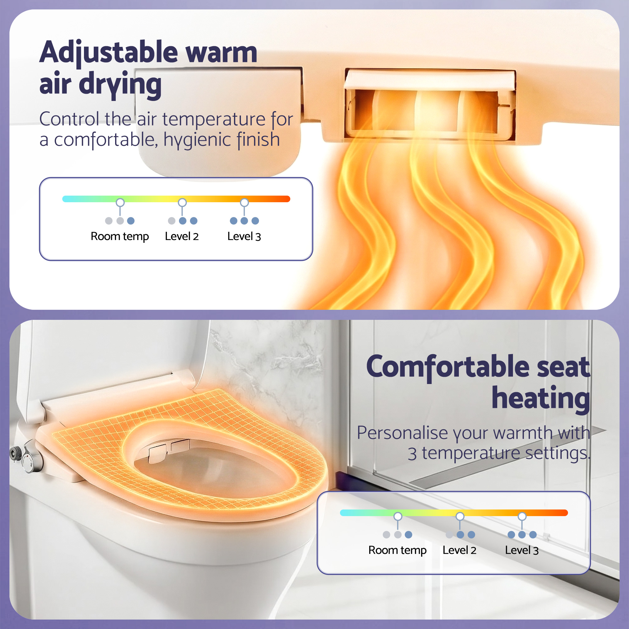 Cefito Electric Bidet Toilet Seat Washing Without Power Heated D-Shape Air Dryer - Image 7