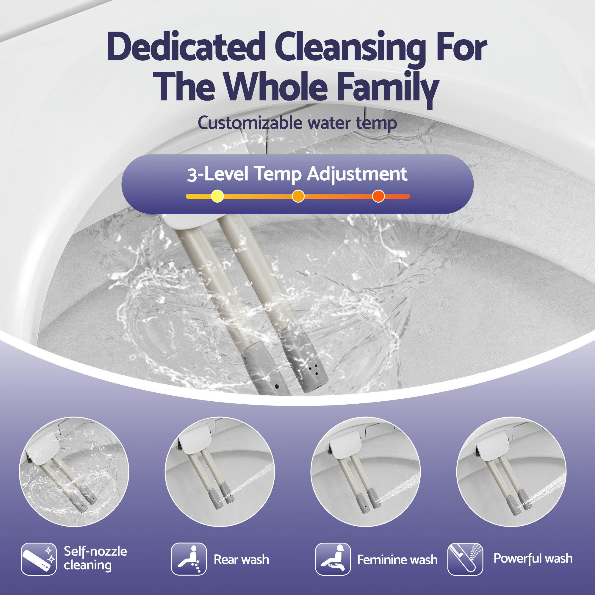 Cefito Electric Bidet Toilet Seat Washing Without Power Heated D-Shape Air Dryer - Image 8