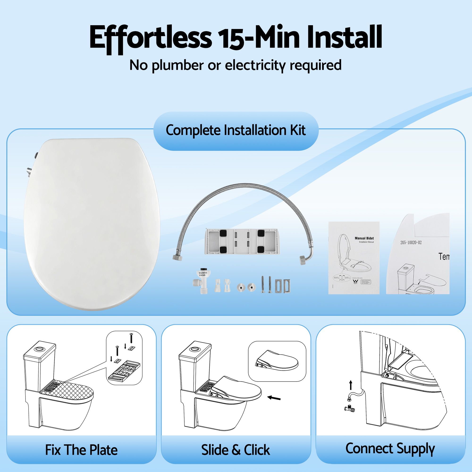 Cefito Non Electric Bidet Toilet Seat O-Shape Dual Nozzle Soft Close WaterMark DIY - Image 8