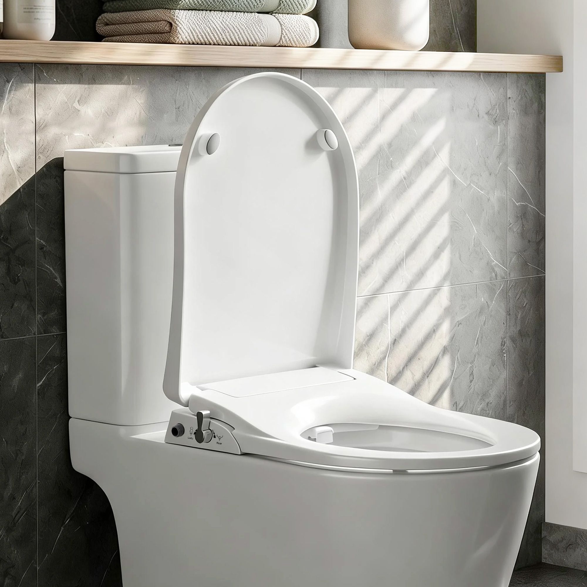 Cefito Non Electric Bidet Toilet Seat D-Shape Dual Nozzle Soft Close WaterMark DIY - Image 1