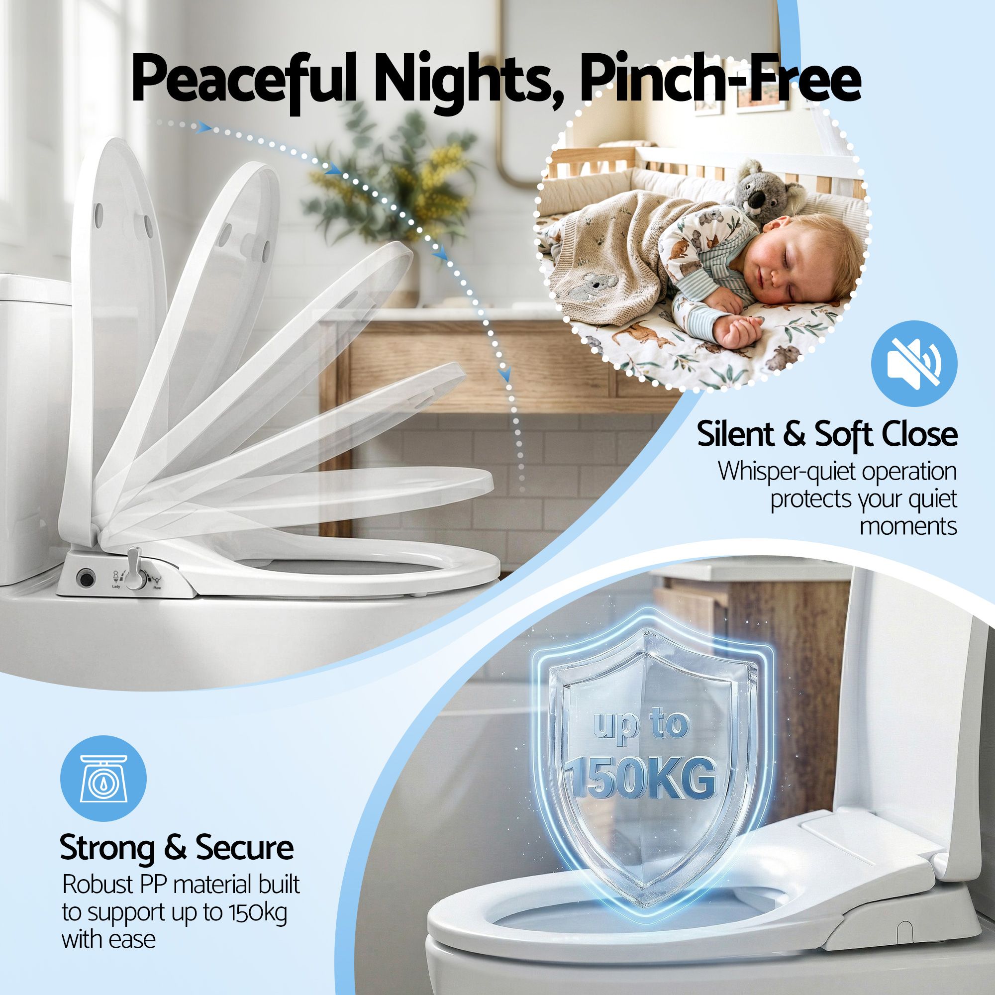 Cefito Non Electric Bidet Toilet Seat D-Shape Dual Nozzle Soft Close WaterMark DIY - Image 7