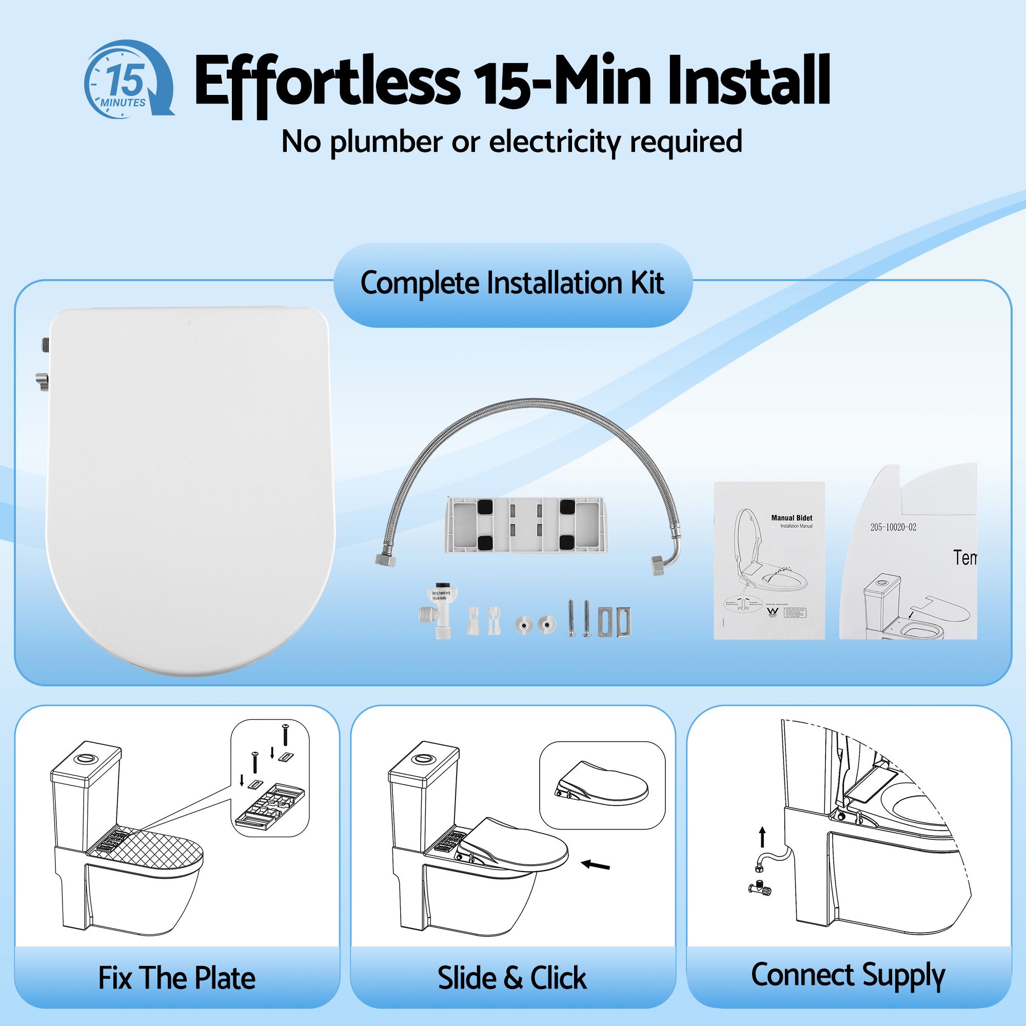 Cefito Non Electric Bidet Toilet Seat D-Shape Dual Nozzle Soft Close WaterMark DIY - Image 8