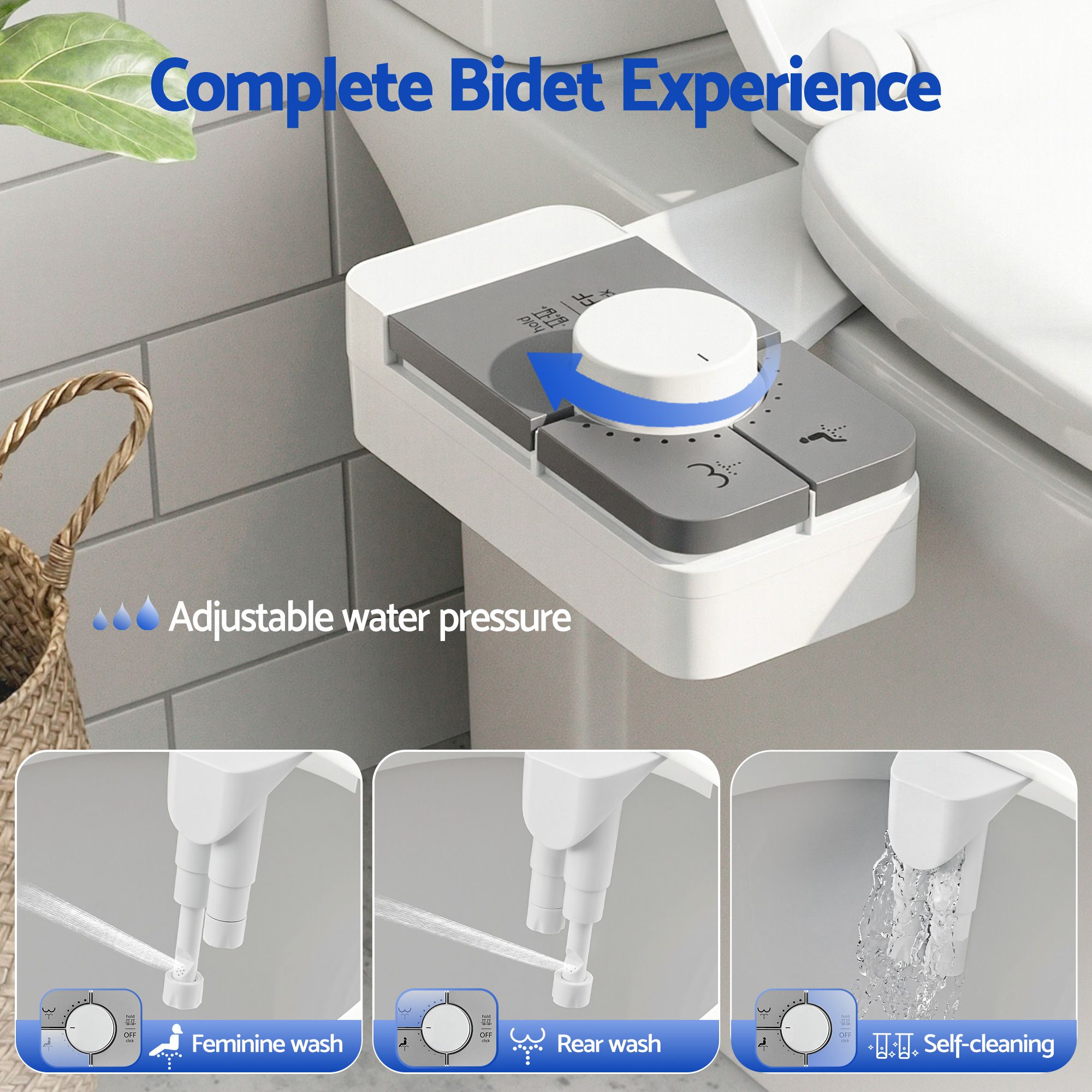 Cefito Non-Electric Ultra-Slim Bidet Attachment Detachable Bidet with Dual Nozzle Frontal & Rear Wash Adjustable Water Pressure Cold Water Toilet Bide - Image 5