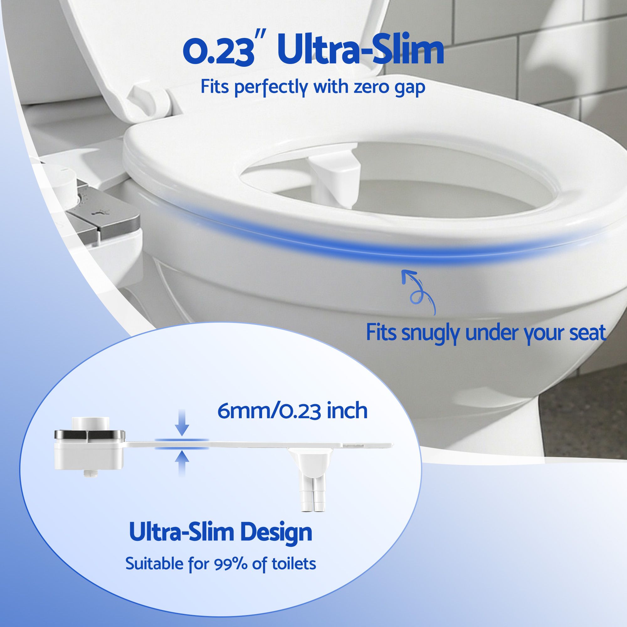 Cefito Non-Electric Ultra-Slim Bidet Attachment Detachable Bidet with Dual Nozzle Frontal & Rear Wash Adjustable Water Pressure Cold Water Toilet Bide - Image 6