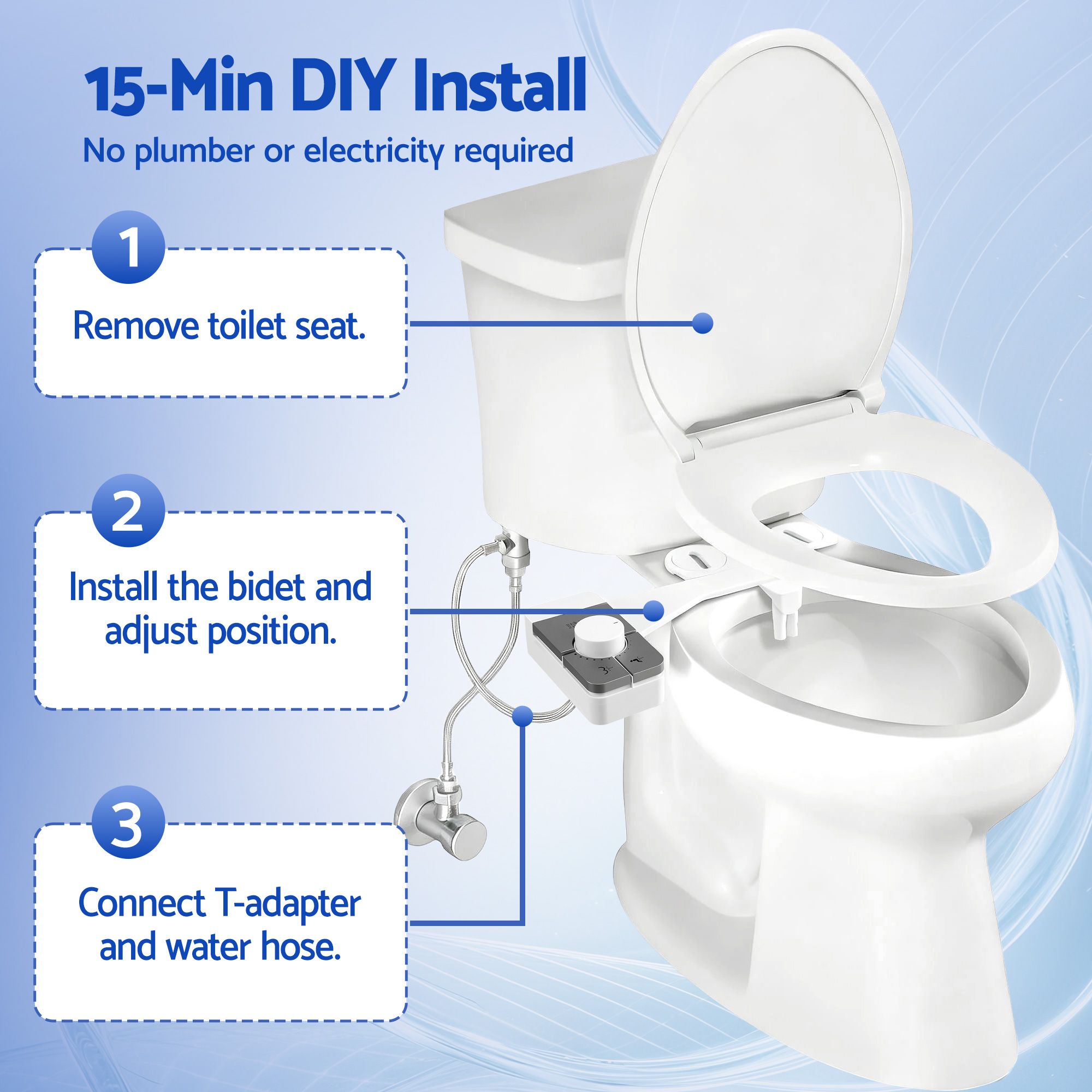 Cefito Non-Electric Ultra-Slim Bidet Attachment Detachable Bidet with Dual Nozzle Frontal & Rear Wash Adjustable Water Pressure Cold Water Toilet Bide - Image 7