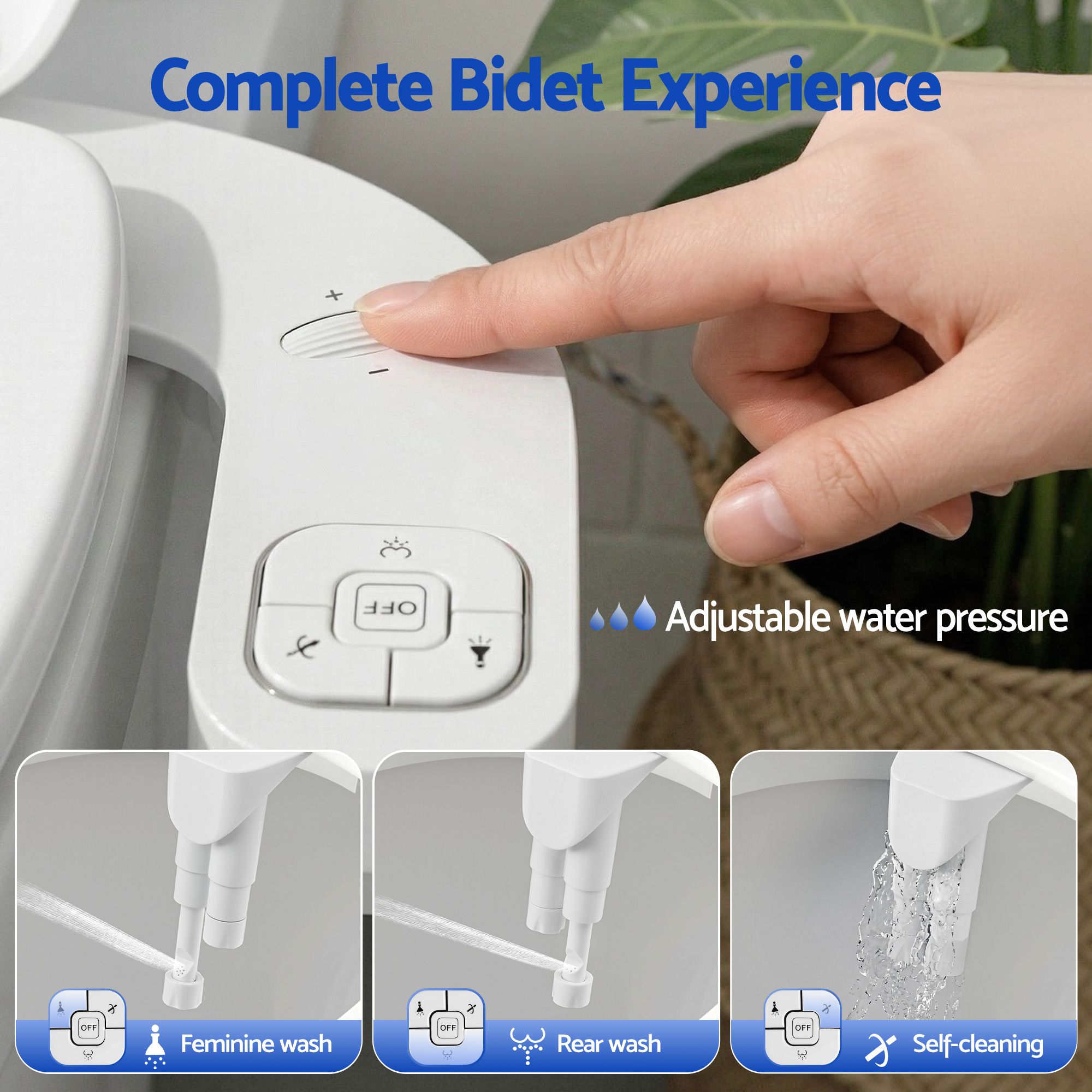Cefito Ultra-Slim Bidet Attachment Detachable Bidet with Self-Cleaning Dual Nozzle Non-Electric Adjustable Water Pressure, Cold Water Toilet Bide - Image 5