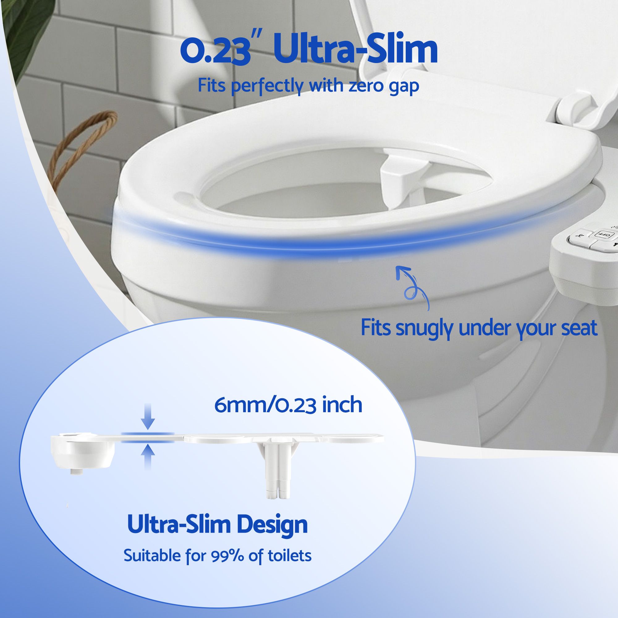 Cefito Ultra-Slim Bidet Attachment Detachable Bidet with Self-Cleaning Dual Nozzle Non-Electric Adjustable Water Pressure, Cold Water Toilet Bide - Image 6