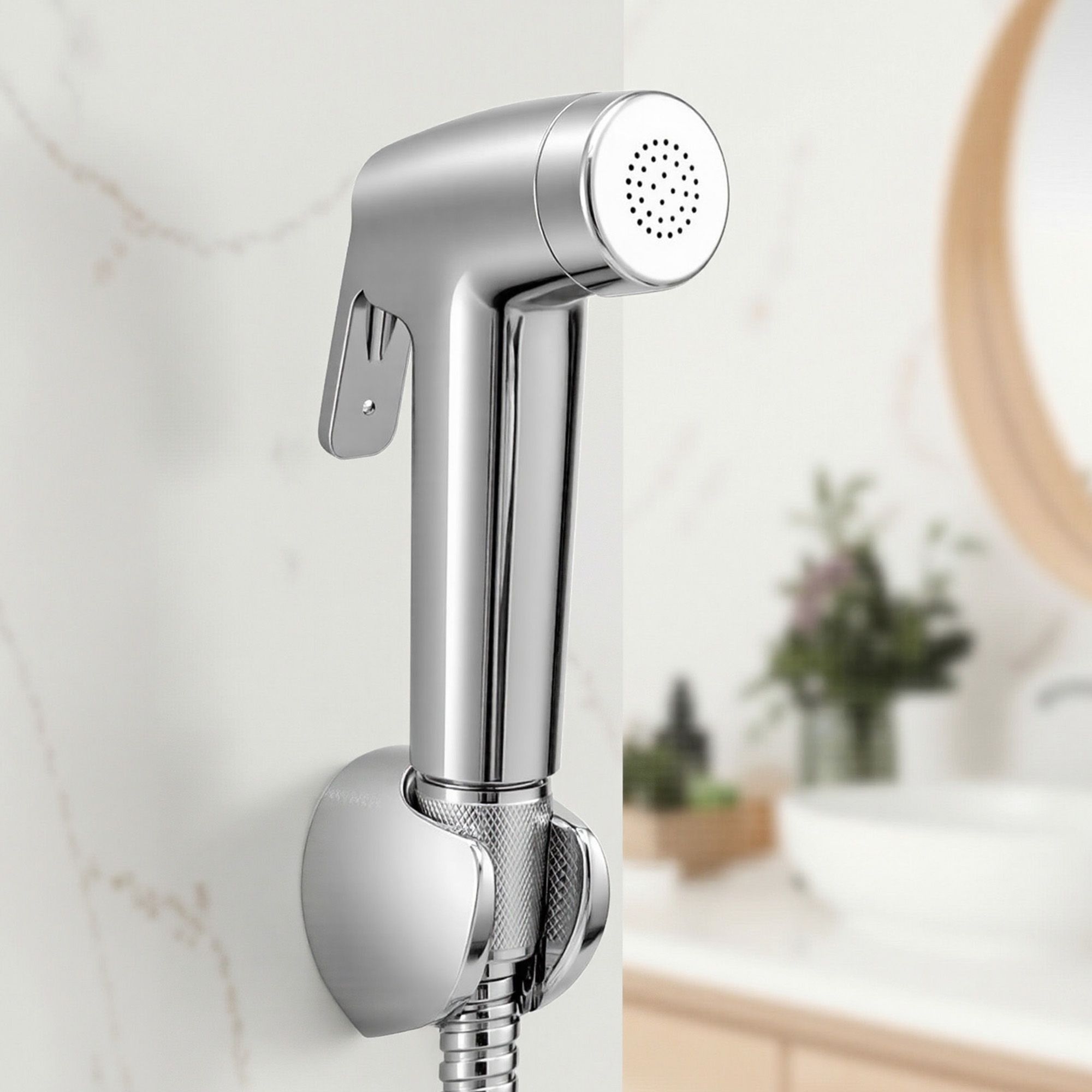 Cefito Handheld Bidet Sprayer for Toilet 1.5m Stainless Steel Hose Jet Spray for Feminine Wash Cloth Diaper Pet Bath Adjustable Pressure Bidet Attachment with G1/2 Valve Silver - Image 1