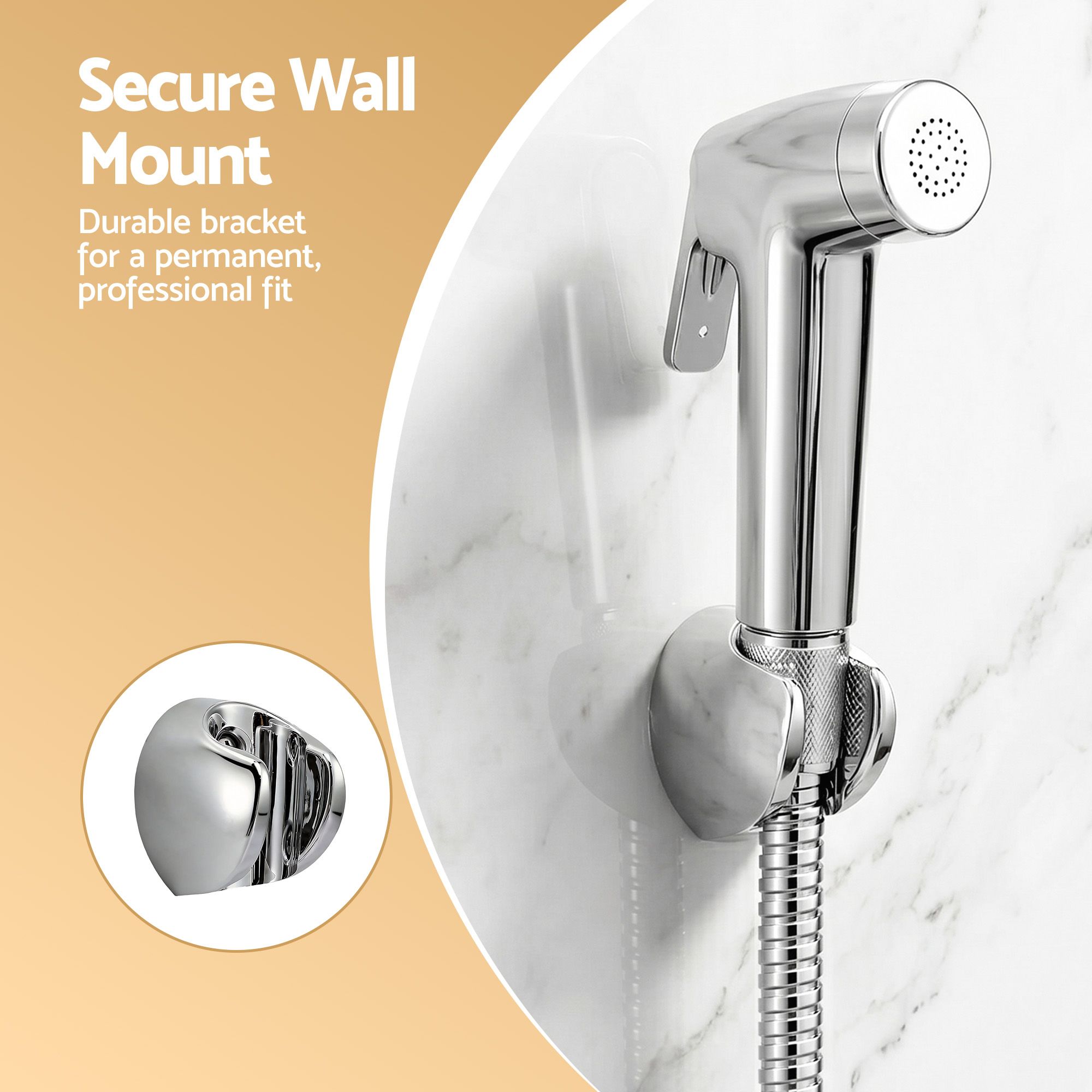 Cefito Handheld Bidet Sprayer for Toilet 1.5m Stainless Steel Hose Jet Spray for Feminine Wash Cloth Diaper Pet Bath Adjustable Pressure Bidet Attachment with G1/2 Valve Silver - Image 8